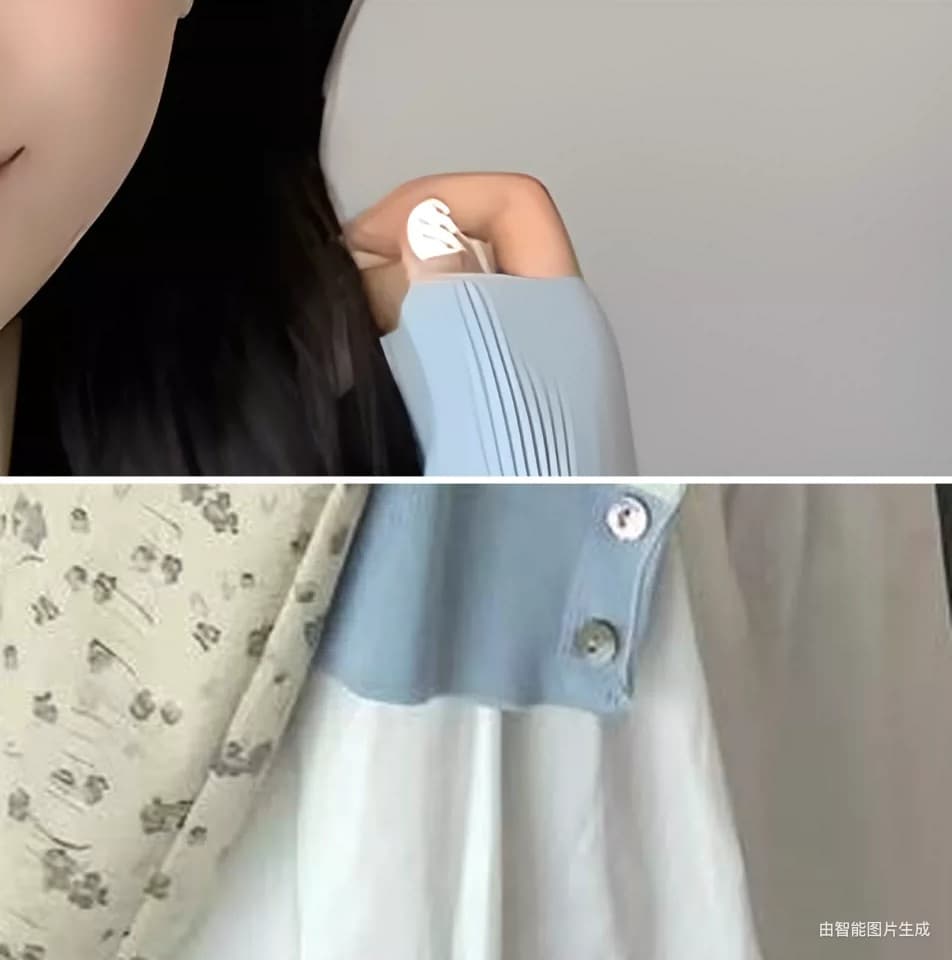 우유 파란색 스트라이프 패치워크 색상 스웨터 오픈 가디건 한 부서 부드러운 바람 작은 키 부드러운 찹쌀 baby 블루 니트 스웨터 여성 코트 상세 이미지 7