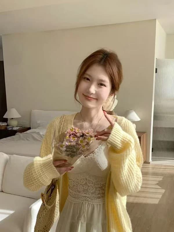 부드러운 바람 라운드 넥 스웨터 오픈 가디건 여성 코트 2026 봄 가을 새로운 한 부서 부드러운 찹쌀 루즈핏 느긋한 니트 맨위 이미지 2