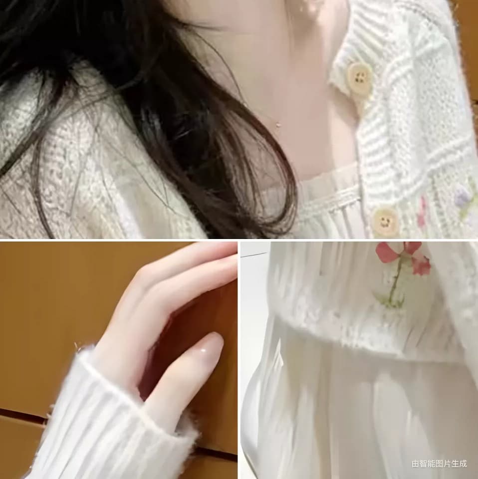 센 부서 디자인 센스 수공 자수 자수 외부 가져 가라. 니트 오픈 가디건 여성 작은 대중 품격 슬림해 보이는 얇은 스타일 작은 맨위 상세 이미지 13
