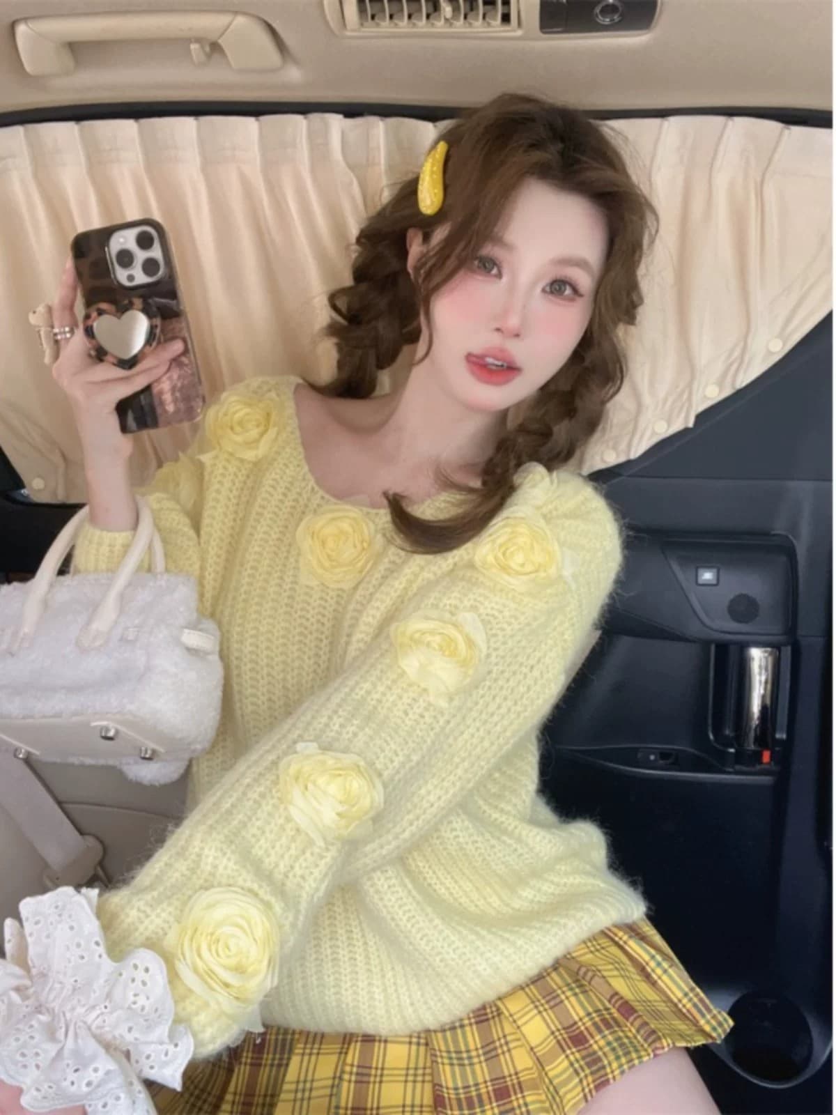 가을 겨울 새로운 두꺼운 부드러운 바람 달콤함 니트 스웨터 3 차원 장미 꽃 루즈핏 느긋한 바람 스웨터 여자 외출용