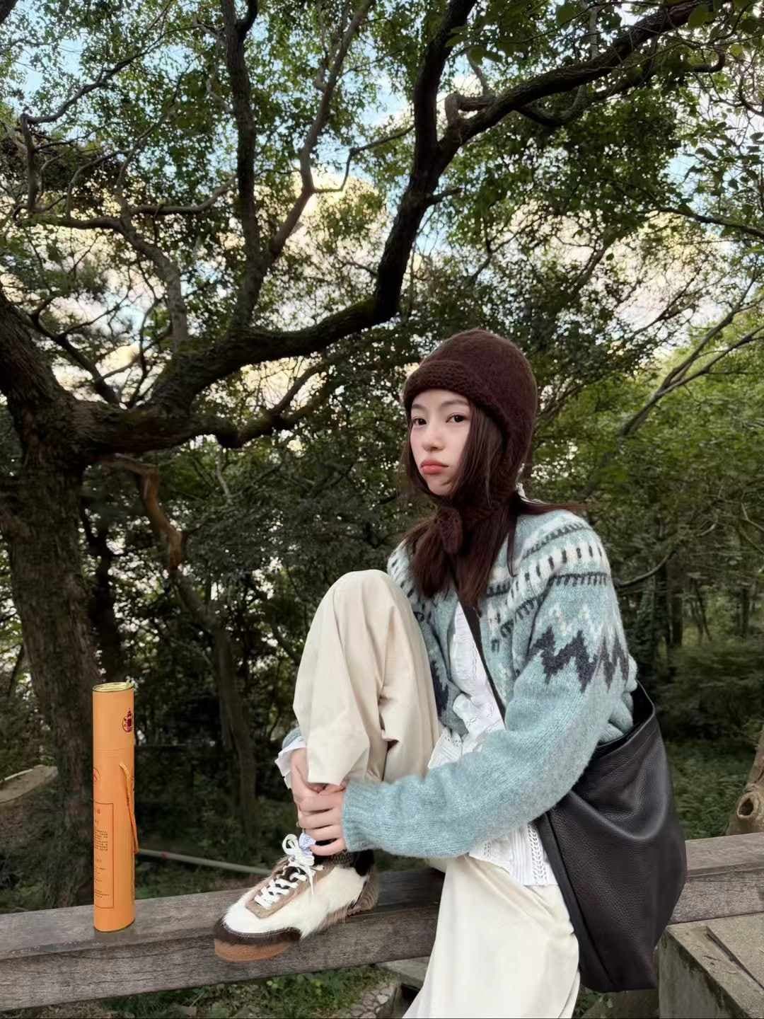 브라운 공정한 섬 양 울 스웨터 여성 코트 가을 겨울 유목민 바람 느긋한 고급 센스 라운드 넥 니트 오픈 가디건 두꺼움 상세 이미지 1