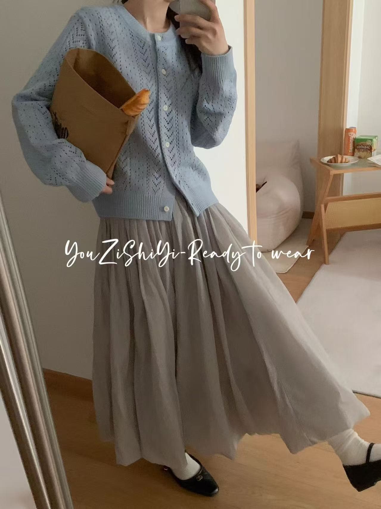2026 년 새로운 프랑스식 홀로우 아웃 자수 라운드 넥 니트 오픈 가디건 여성 가을 질감 센스 허리 수축 맨위 상세 이미지 2