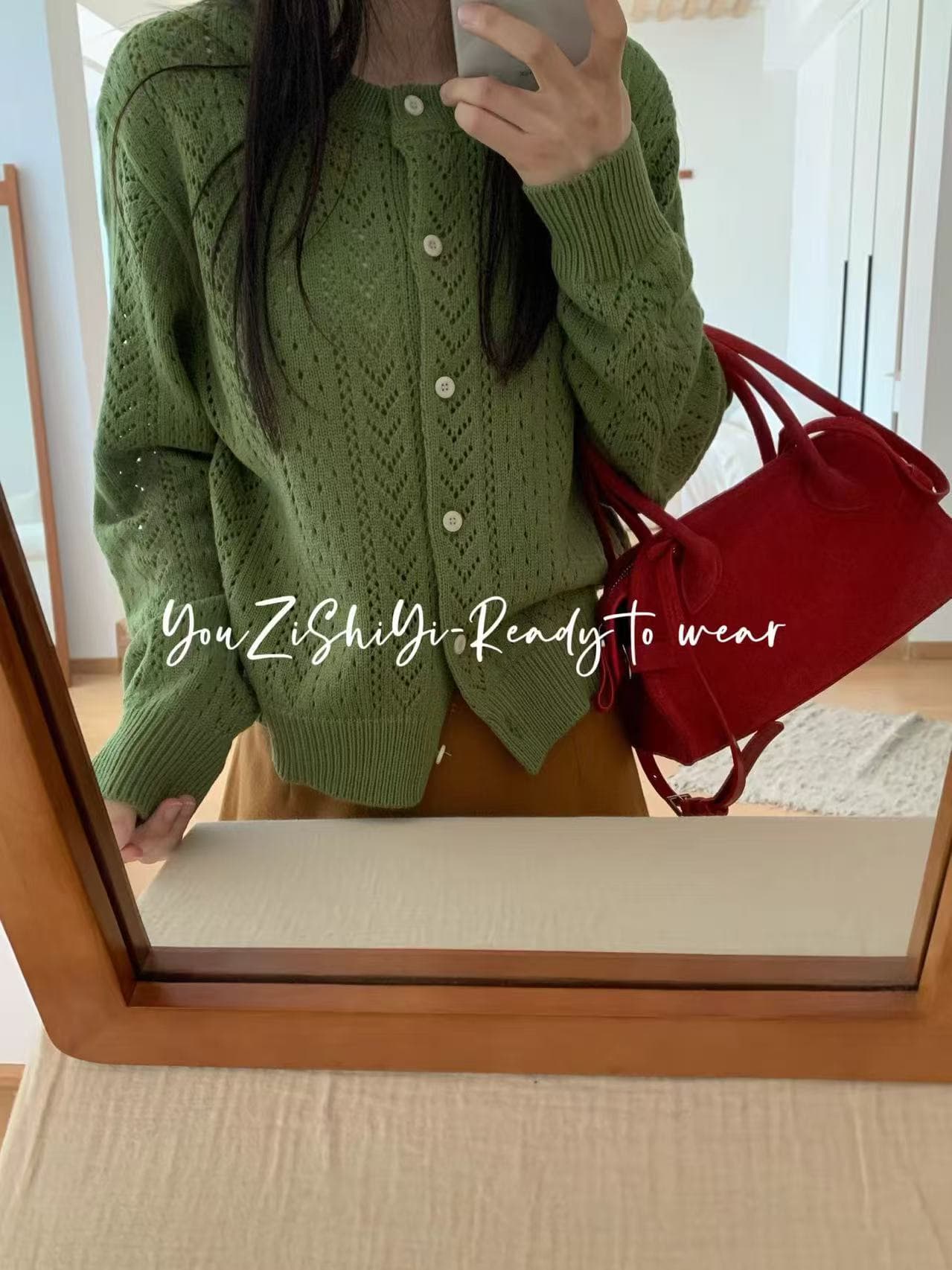 2026 년 새로운 프랑스식 홀로우 아웃 자수 라운드 넥 니트 오픈 가디건 여성 가을 질감 센스 허리 수축 맨위 상세 이미지 9