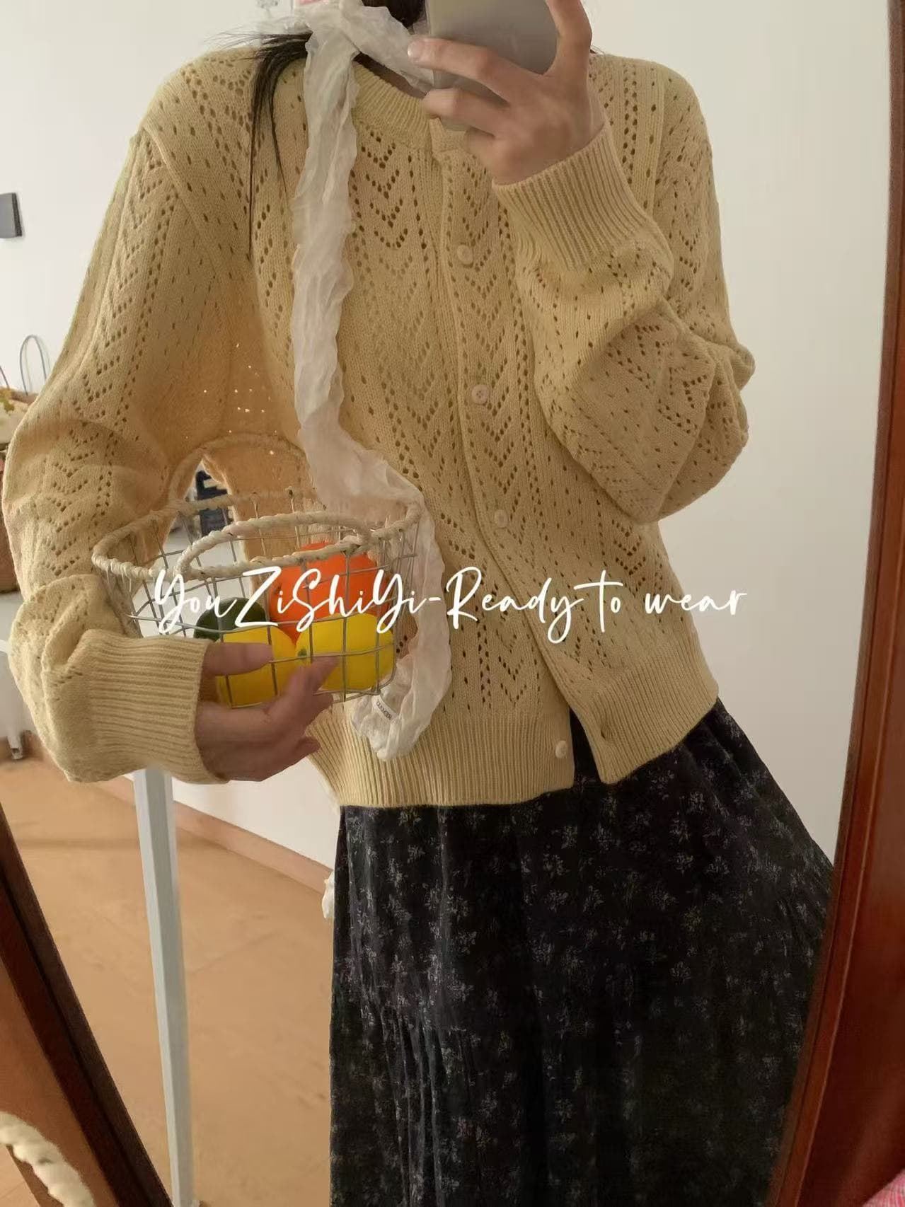 2026 년 새로운 프랑스식 홀로우 아웃 자수 라운드 넥 니트 오픈 가디건 여성 가을 질감 센스 허리 수축 맨위 상세 이미지 11