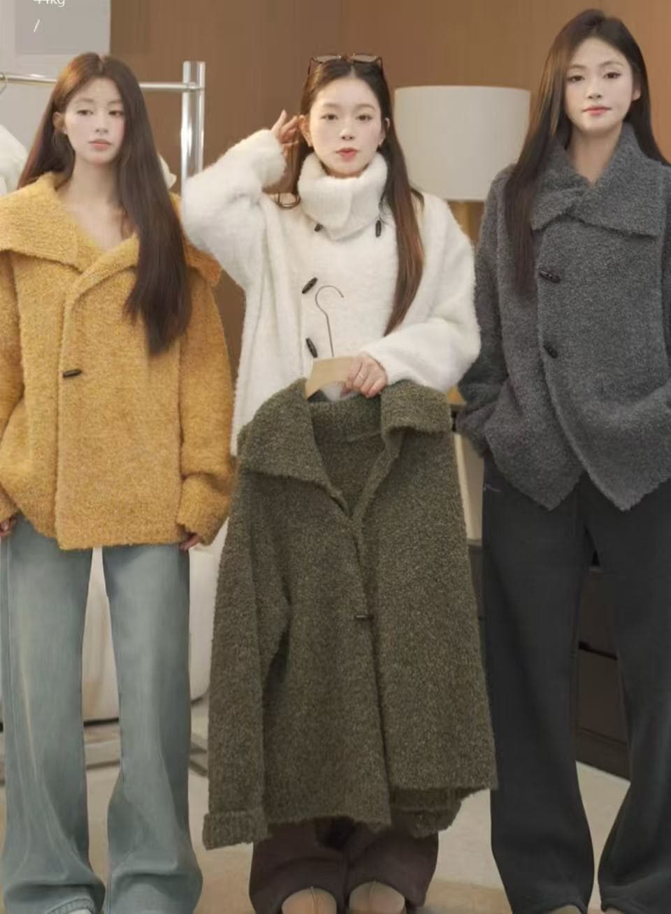 한 부서 빅 사이즈 여성 뜨개질 오픈 가디건 조기 가을 착용 가져 가라. 2026 새로운 분위기 센스 맨위 느긋한 바람 스웨터 코트 상세 이미지 1