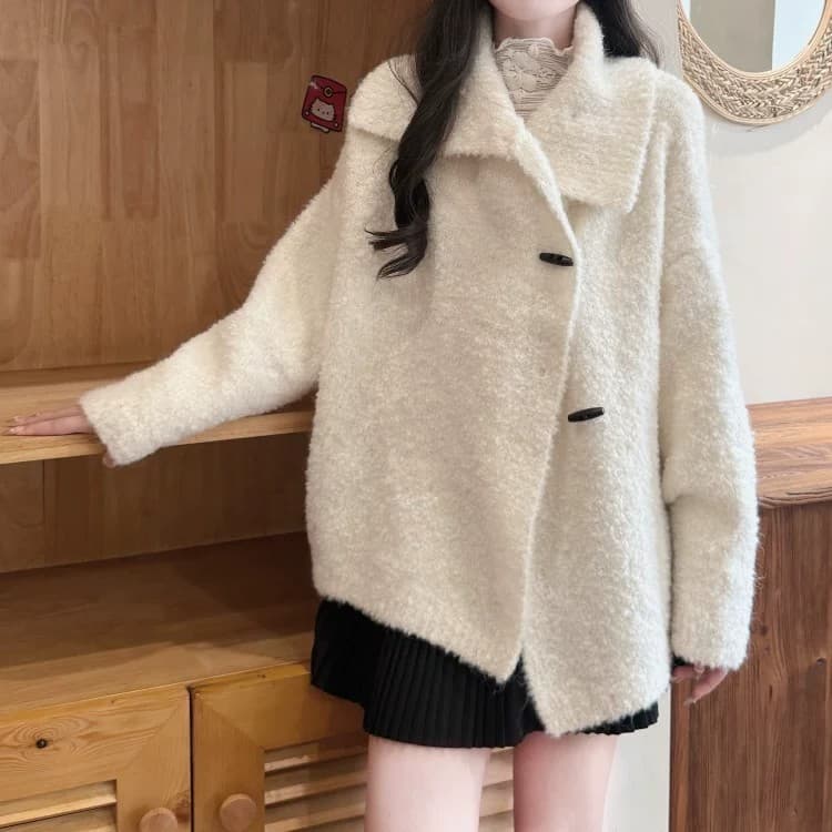 한 부서 빅 사이즈 여성 뜨개질 오픈 가디건 조기 가을 착용 가져 가라. 2026 새로운 분위기 센스 맨위 느긋한 바람 스웨터 코트 상세 이미지 7