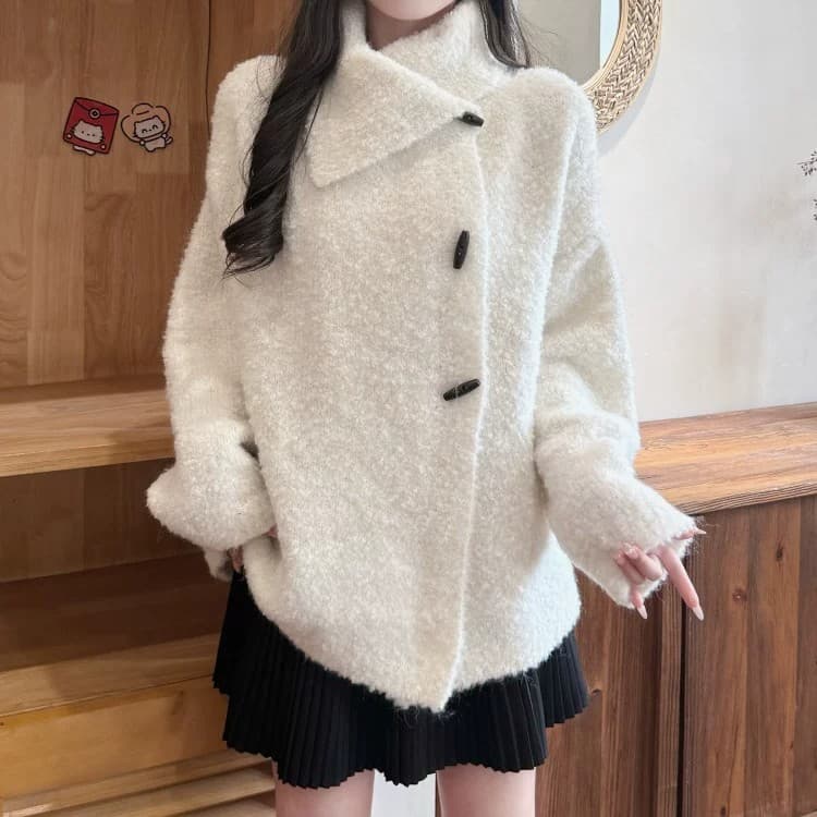 한 부서 빅 사이즈 여성 뜨개질 오픈 가디건 조기 가을 착용 가져 가라. 2026 새로운 분위기 센스 맨위 느긋한 바람 스웨터 코트 상세 이미지 17