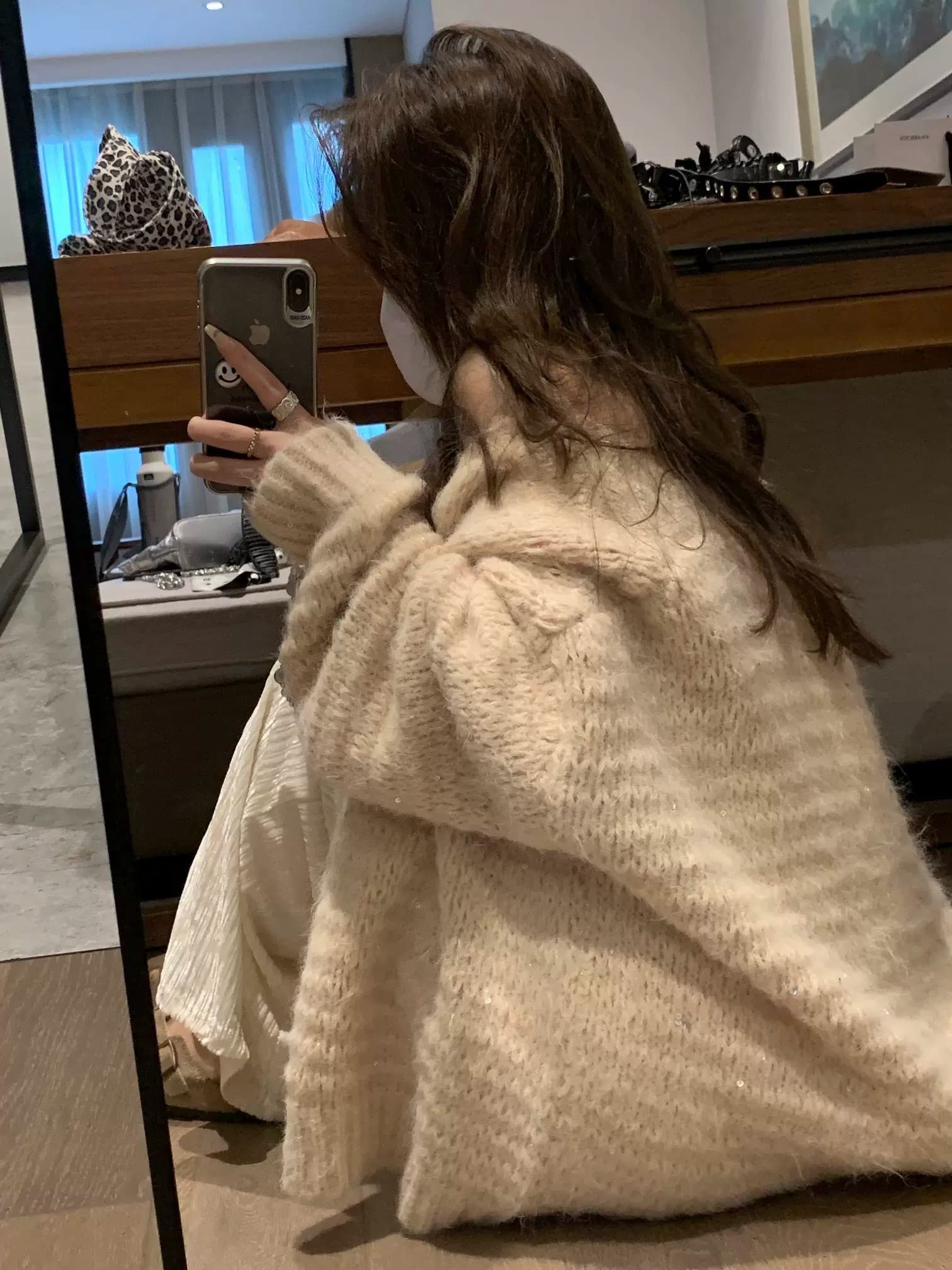 프랑스식 작은 샤넬 스타일 느긋한 바람 V넥 스웨터 코트 가을 겨울 새로운 스팽글 루즈핏 슬림해 보이는 부드러운 찹쌀 니트 오픈 가디건 상세 이미지 17