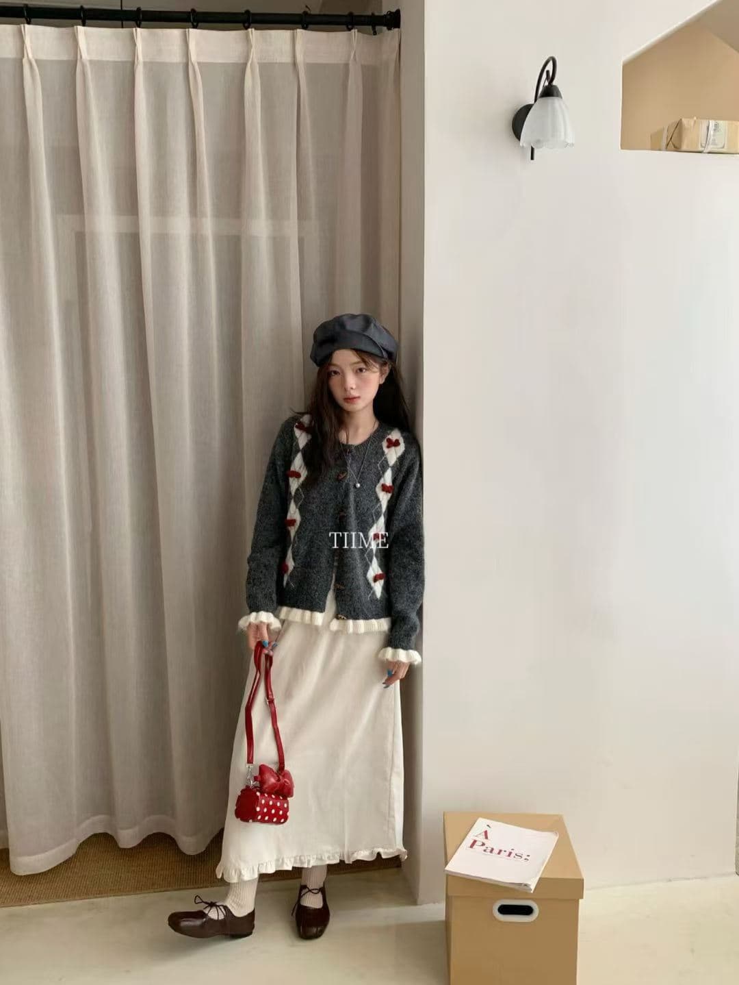 패치워크 색상 라운드 넥 긴팔 스웨터 오픈 가디건 여성 겨울 한 부서 루즈핏 슬림해 보이는 디자인 센스 니트 재킷 이미지 2