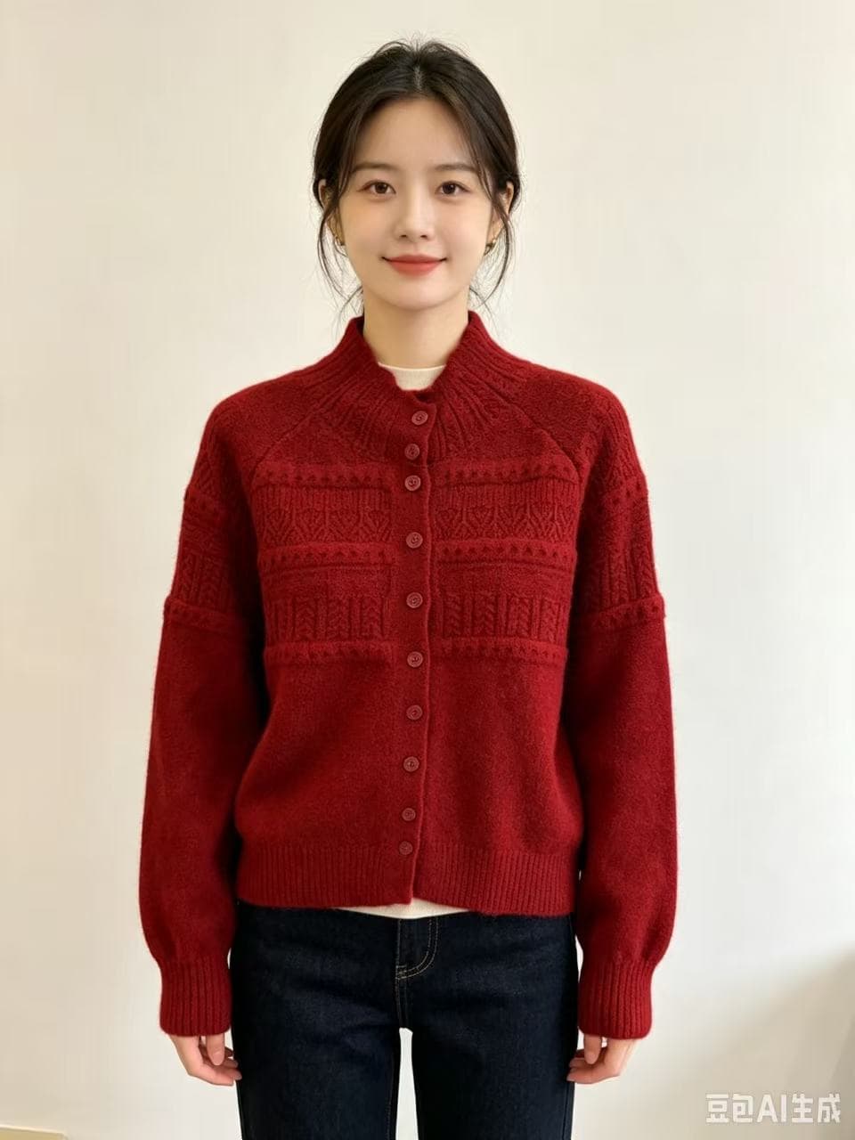 한 부서 무거운 작업 자수 반하이넥 니트 오픈 가디건 여성 봄 가을 새로운 다용도 스웨터 작은 키 부드러운 맨위 상세 이미지 4