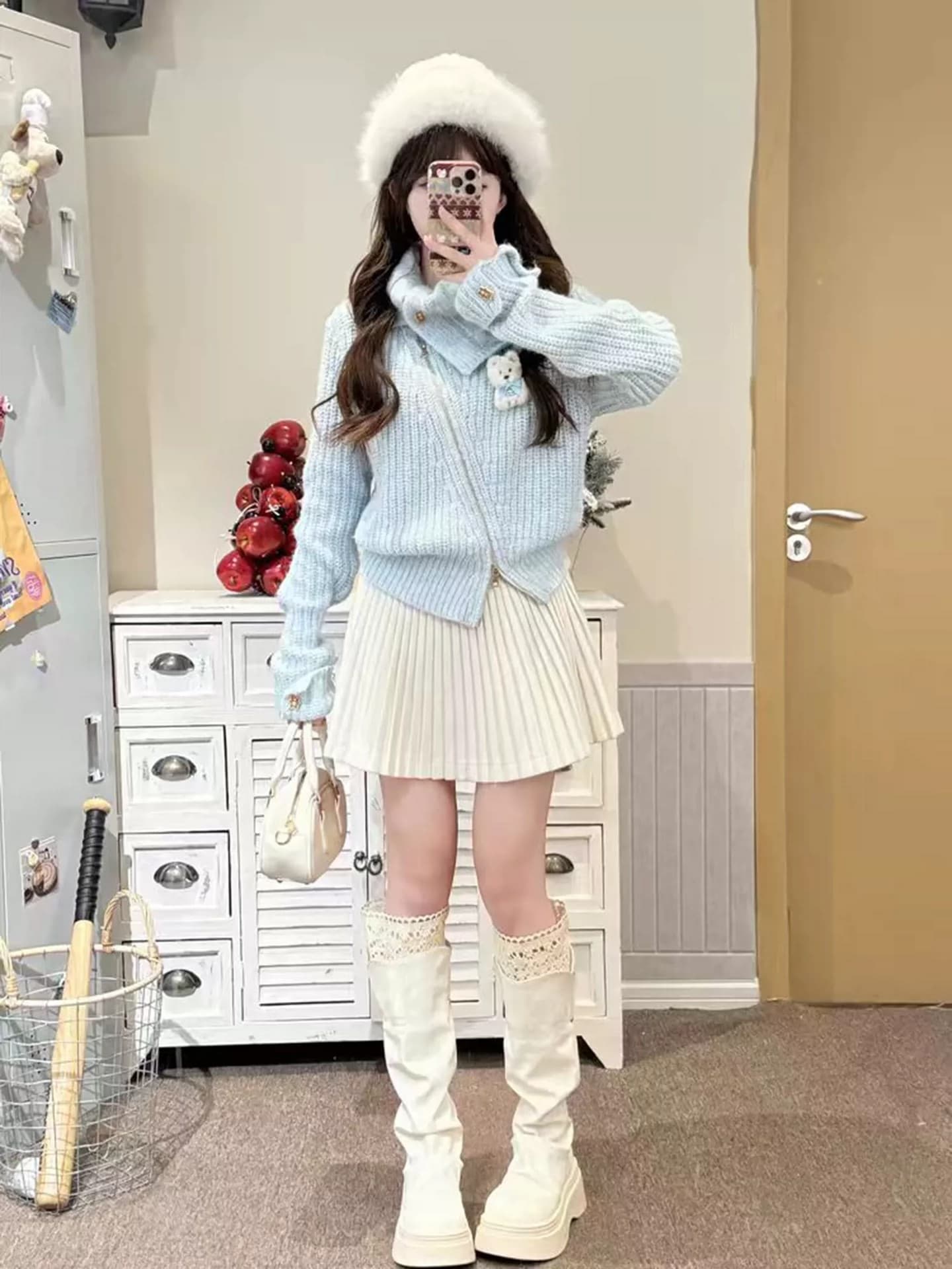 프랑스식 달콤한 스타일 불규칙 지퍼 반하이넥 니트 스웨터 여성 가을 겨울 새로운 부드러운 바람 연령 감소 다용도 재킷 상세 이미지 1