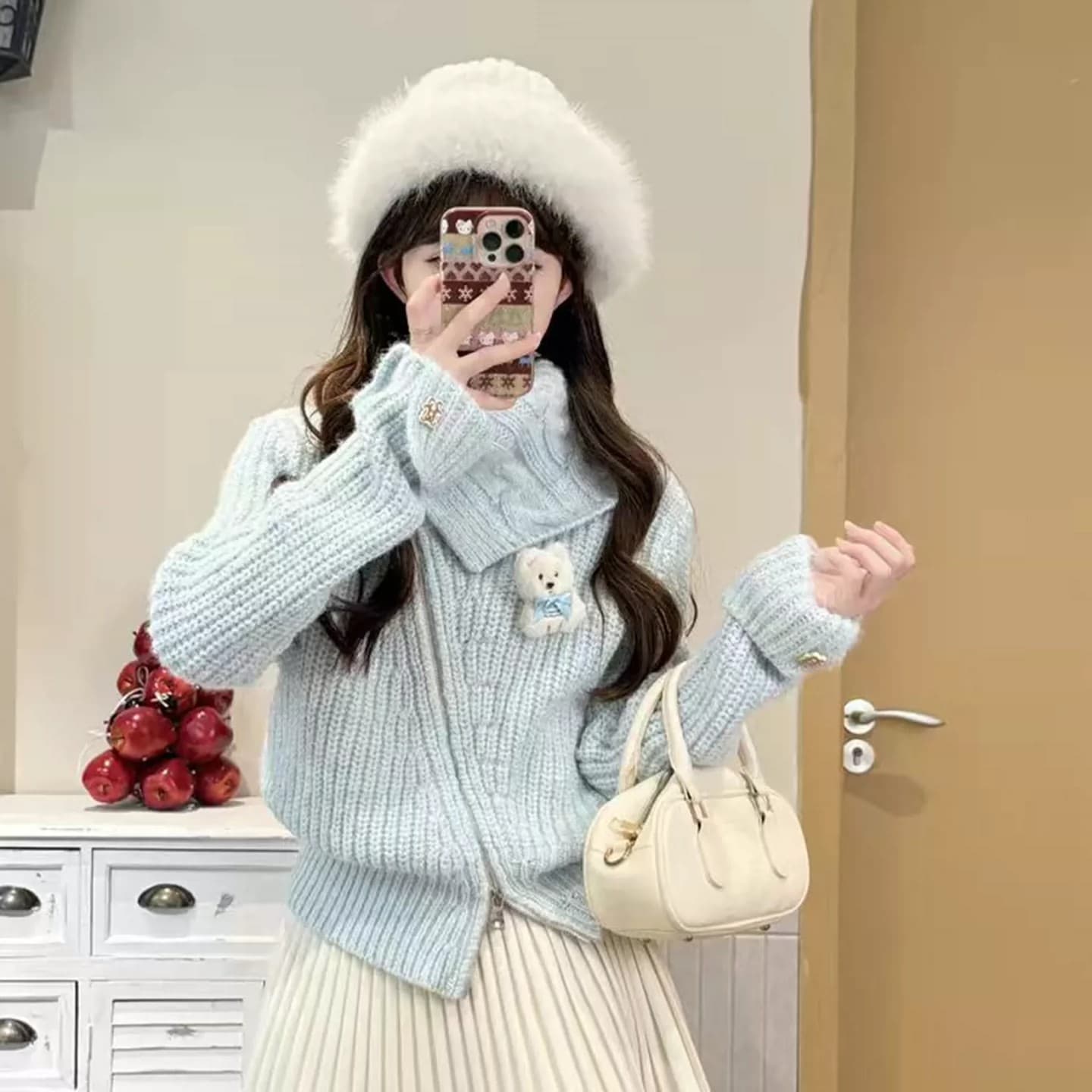 프랑스식 달콤한 스타일 불규칙 지퍼 반하이넥 니트 스웨터 여성 가을 겨울 새로운 부드러운 바람 연령 감소 다용도 재킷 상세 이미지 2