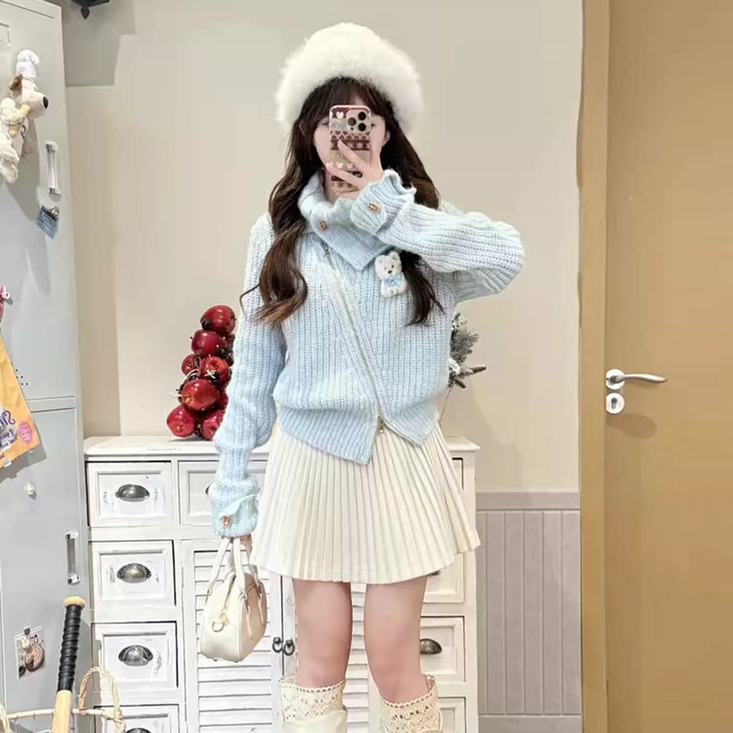 프랑스식 달콤한 스타일 불규칙 지퍼 반하이넥 니트 스웨터 여성 가을 겨울 새로운 부드러운 바람 연령 감소 다용도 재킷 상세 이미지 7