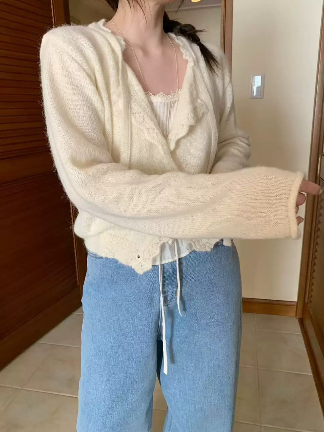 한국 동대문 구매 봄 패션 다용도 부서 버클 니트 오픈 가디건 상세 이미지 21