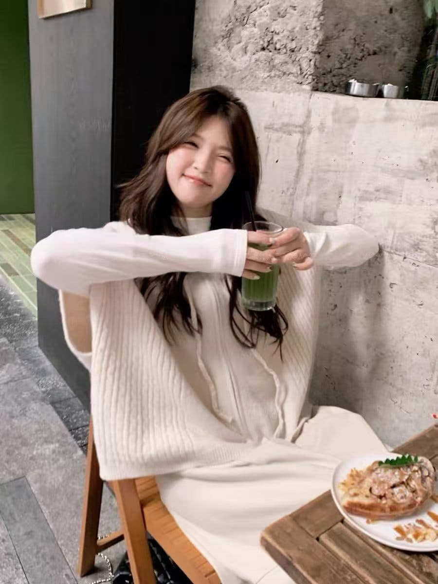 지퍼 후드 니트 조끼 여자 2026 봄 가을 새로운 루즈핏 외출용 민소매 스웨터 조끼 어깨 맨위 상세 이미지 2
