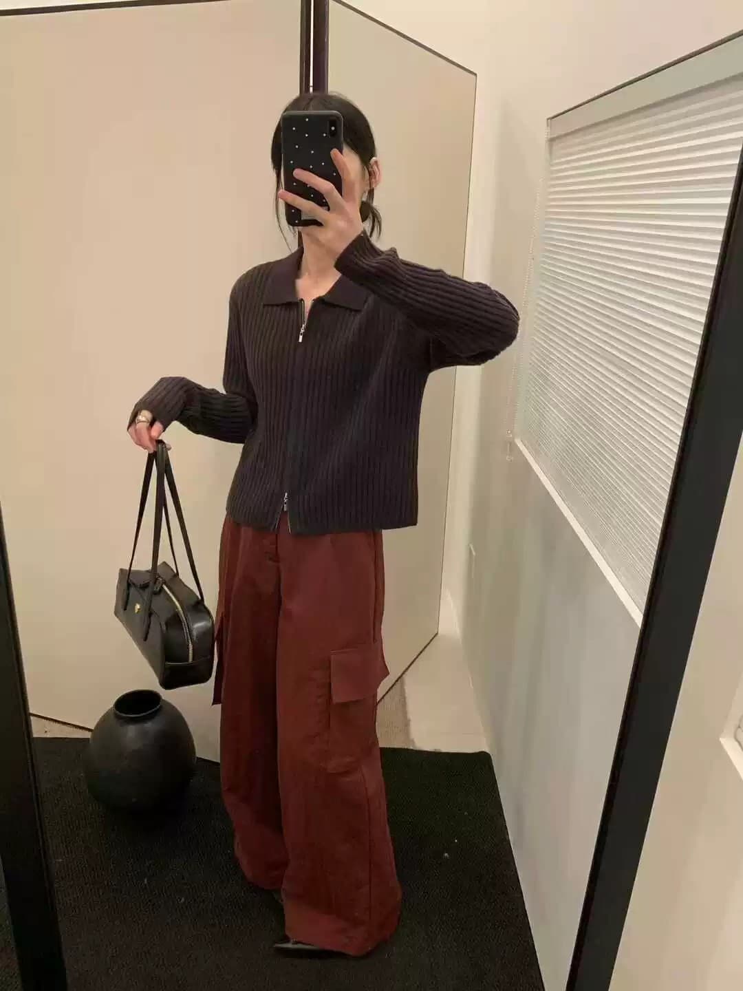 봄 가을 새로운 POLO 칼라 순양모 더블 지퍼 니트 카디건 코트 카디건 폴로 칼라 만나는 스웨터 여자 상세 이미지 27