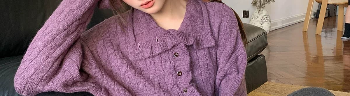 무거운 작업 프릴 칼라 꽈배기 니트 오픈 가디건 여성 2026 가을 겨울철 새로운 작은 대중 캐주얼 부드러운 찹쌀 루즈핏 스웨터 상세 이미지 113