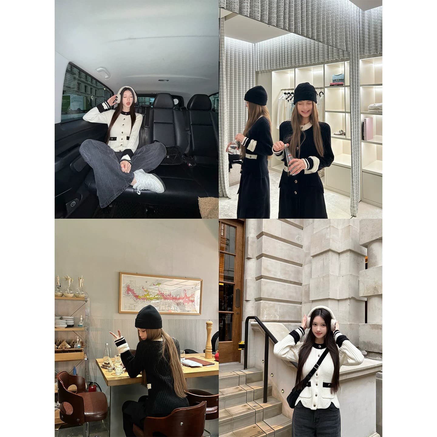 프랑스식 작은 샤넬 스타일 라운드 넥 배색 긴팔 니트 오픈 가디건 여성 가을 겨울철 고급 센스 품격 몸매 가꾸기 슬림해 보이는 맨위 이미지 5