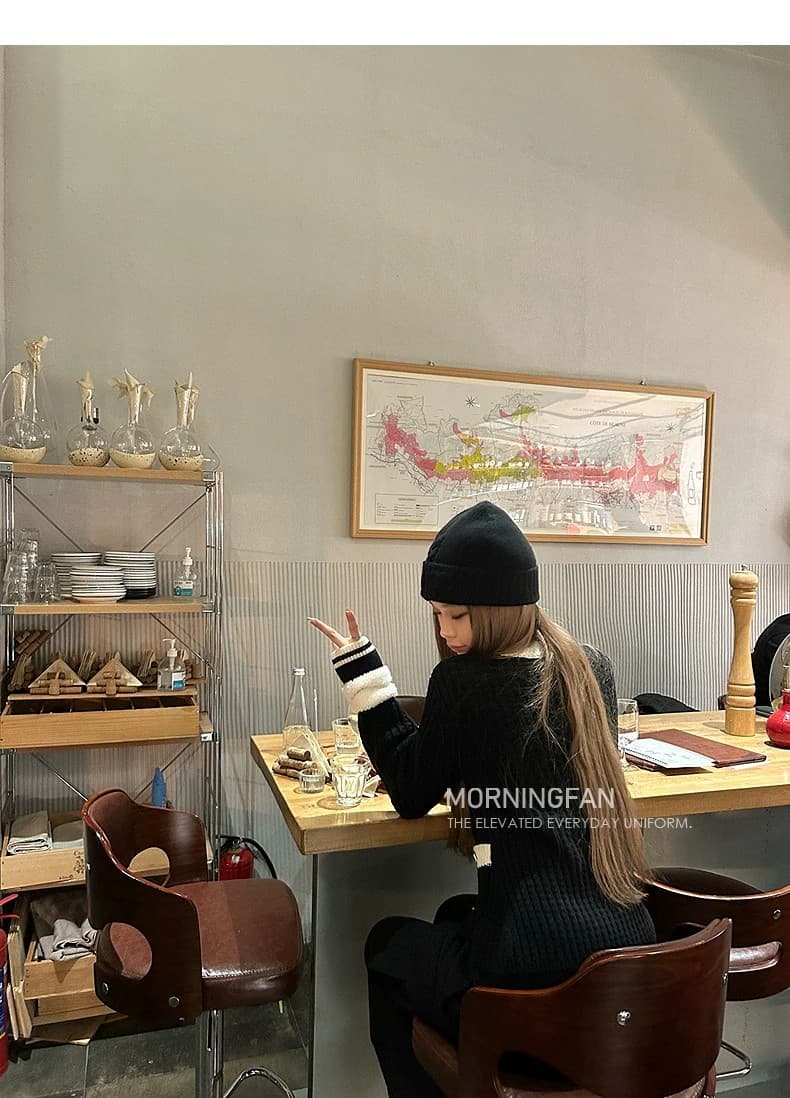 프랑스식 작은 샤넬 스타일 라운드 넥 배색 긴팔 니트 오픈 가디건 여성 가을 겨울철 고급 센스 품격 몸매 가꾸기 슬림해 보이는 맨위 상세 이미지 5