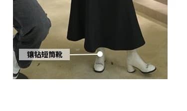 우아함 흑인과 백인 클래식 향기로운 허리 수축 디자인 배색 오픈 가디건 두꺼운 구덩이 기사 가리비 측면 짧은 외투 상세 이미지 5