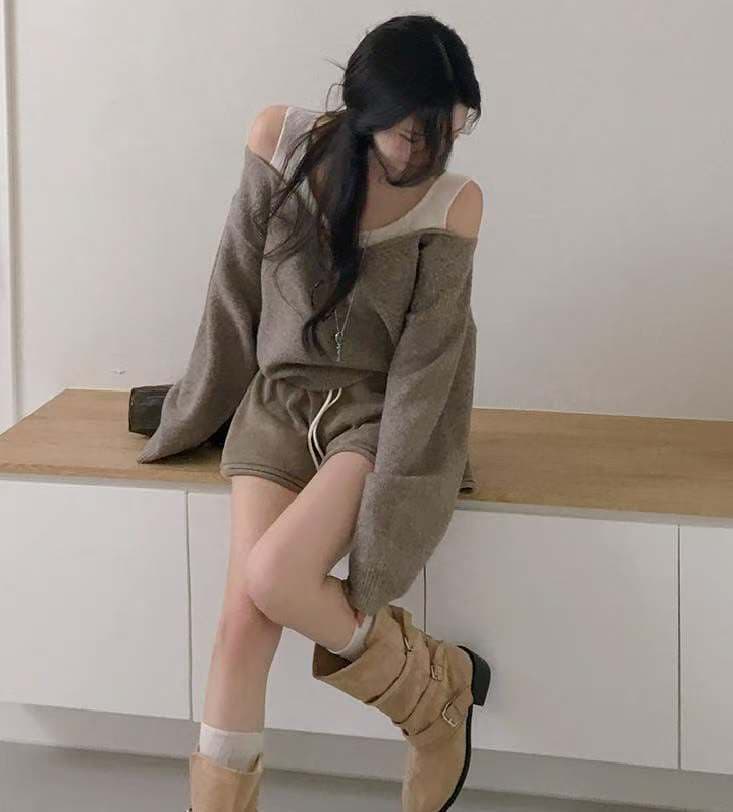 한 부서 가을 여성 의류 새로운 패치워크 페이크 레이어드 풀오버 니트 스웨터 스웨터 상세 이미지 12