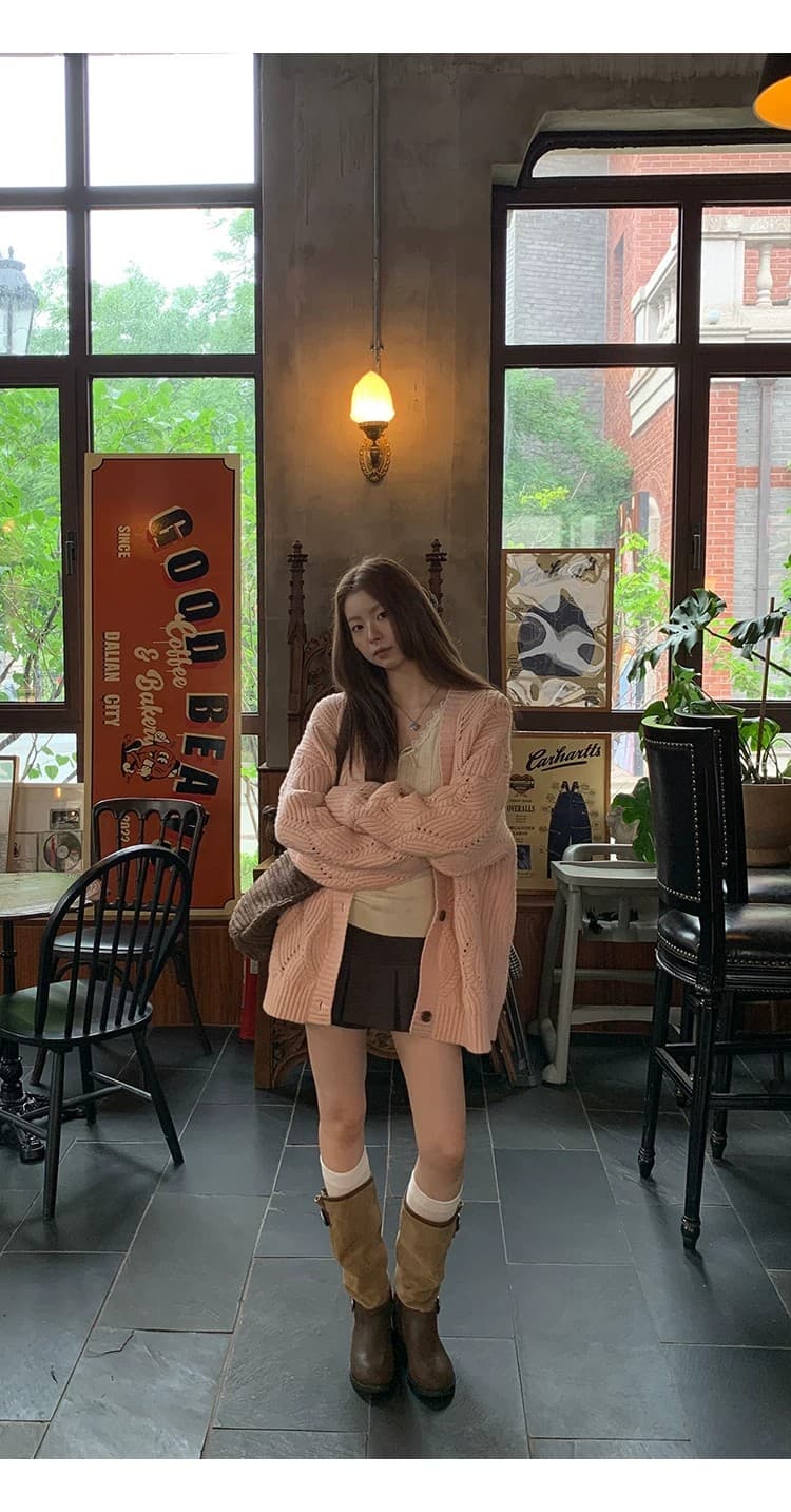레드 맨 파빌리온 니트 스웨터 여성 가을 겨울철 착용 가져 가라. 레이스 인사이드 잡아라. 의류 한 부서 V넥 몸매 가꾸기 슬림해 보이는 긴팔 스웨터 상세 이미지 29