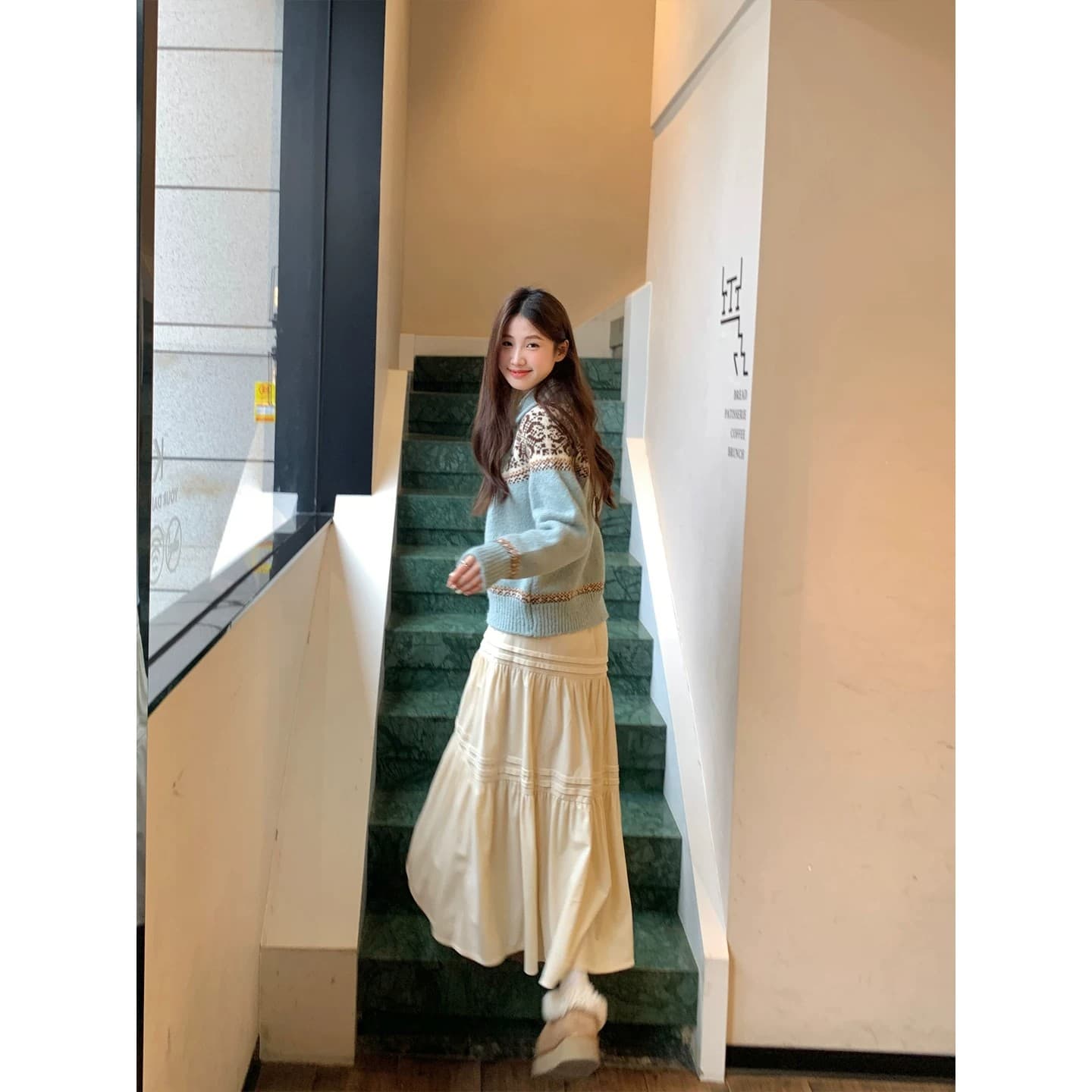 다우 시시 토끼 스웨터 여성 코트 북유럽 공정한 섬 루즈핏 니트 스웨터 디자인 센스 레트로 자카드 캐주얼 맨위 이미지 6