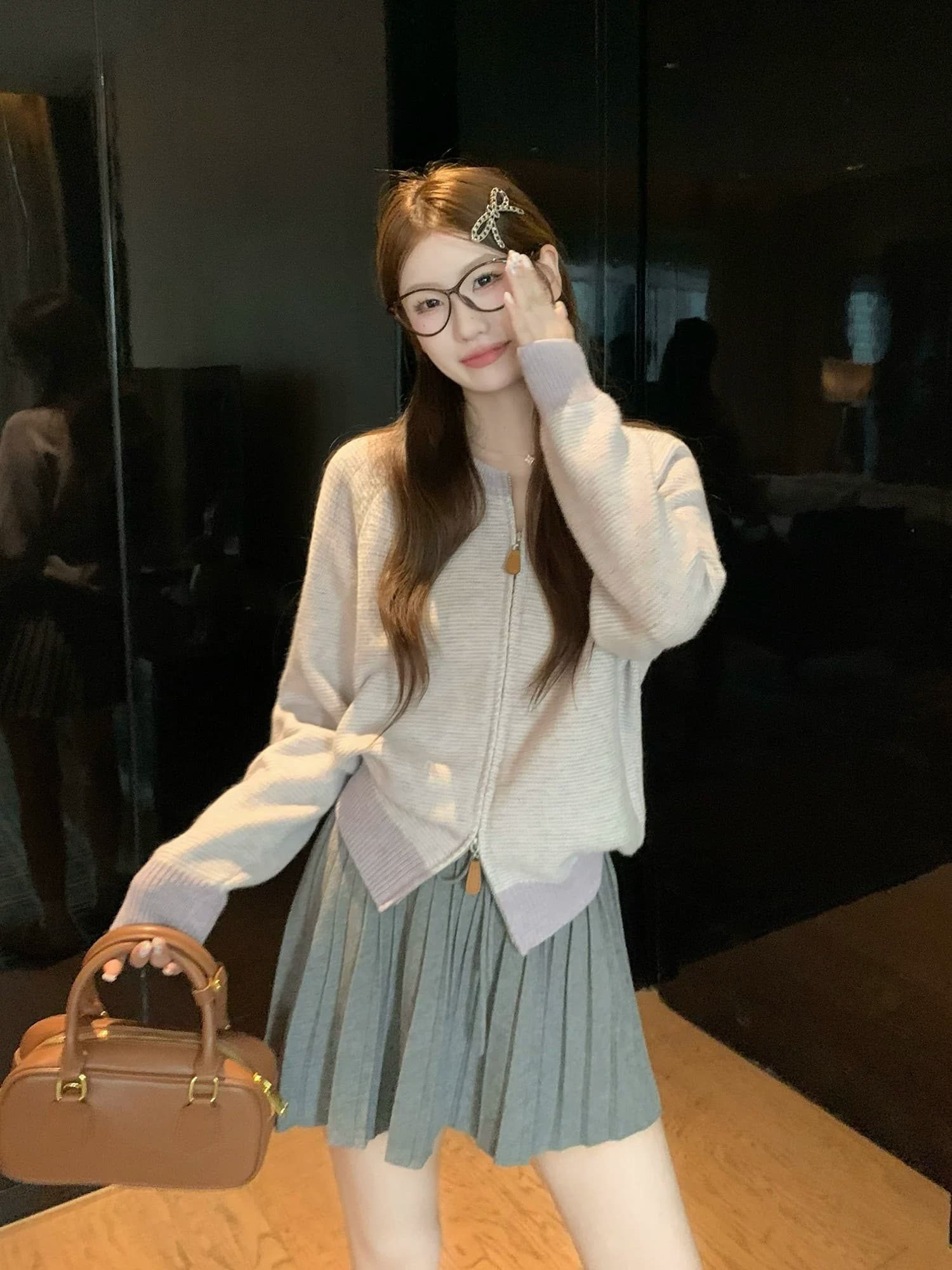 이른 가을 배색 스트라이프 라운드 넥 스웨터 여자 재킷 고유 한 아름다운 루즈핏 수 있습니다. 외출용 긴팔 니트 오픈 가디건 맨위 상세 이미지 28