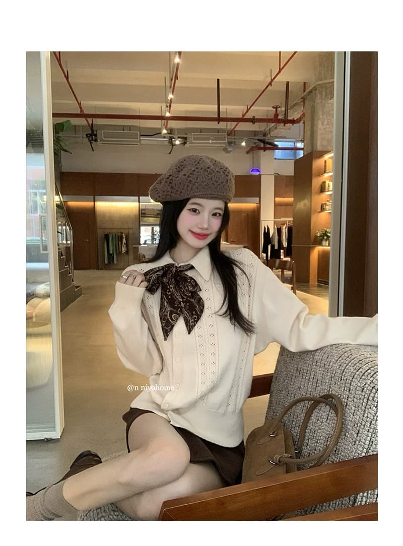 작은 요정 니켈 어린이 한 부서 소녀 센스 니트 스웨터 겨울 나비 매듭 칼라 고급 센스 모직물 부드러운 센스 부드러운 찹쌀 맨위 상세 이미지 7