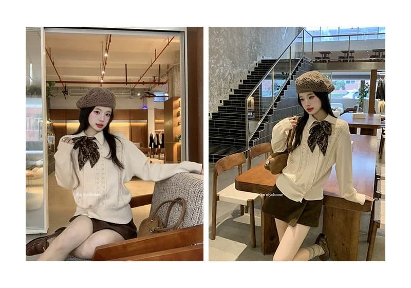 작은 요정 니켈 어린이 한 부서 소녀 센스 니트 스웨터 겨울 나비 매듭 칼라 고급 센스 모직물 부드러운 센스 부드러운 찹쌀 맨위 상세 이미지 21