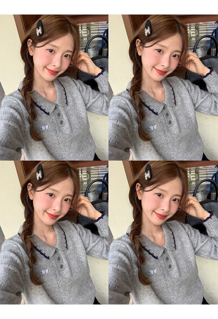 패치워크 색상 폴로 칼라 스웨터 루즈핏 연령 감소 2026 가을 캐주얼 한 부서 다용도 연령 감소 부드러운 찹쌀 맨위 상세 이미지 22