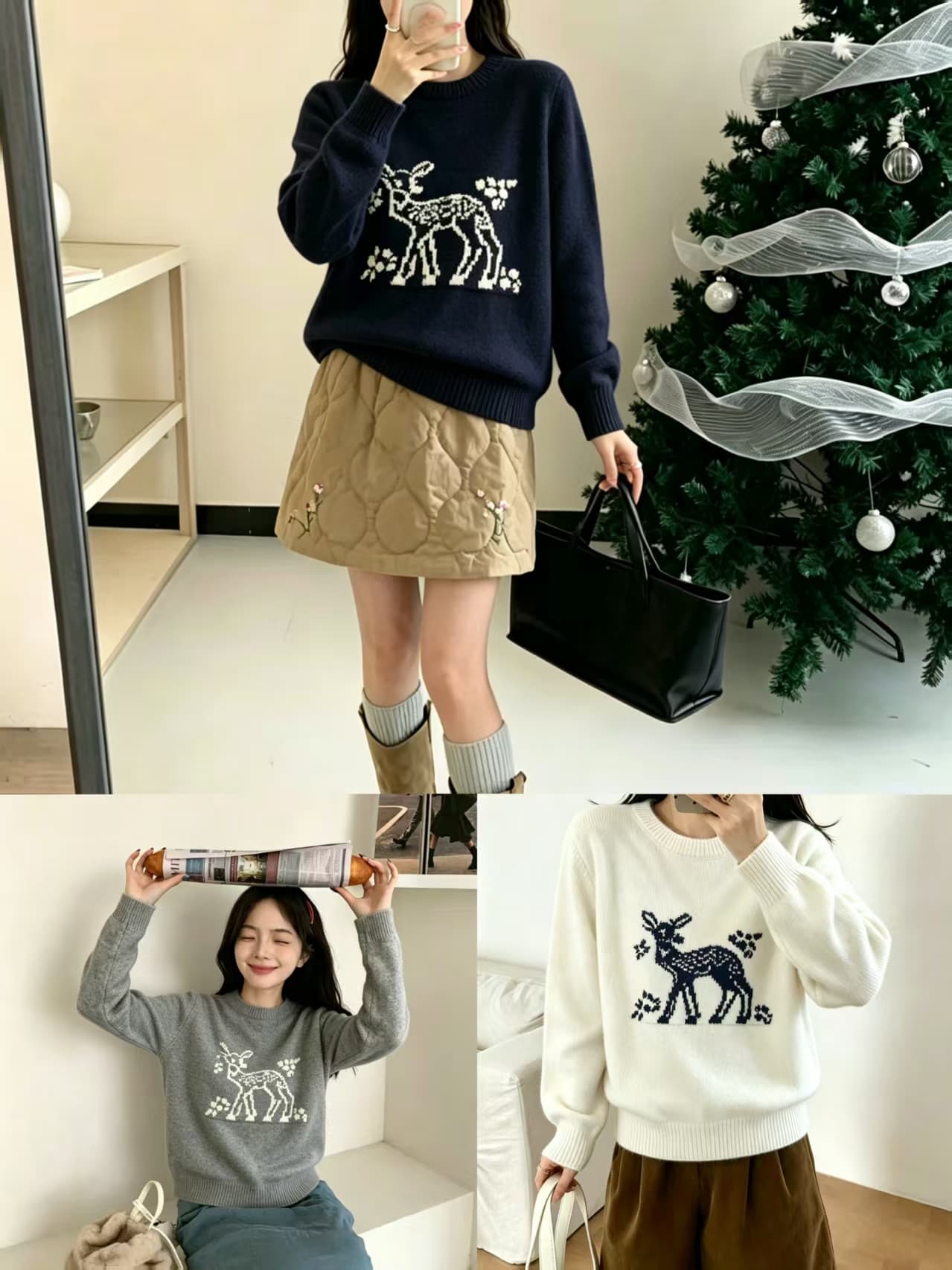 한 부서 블루 색상 라운드 넥 자카드 니트 스웨터 여성 가을 인사이드 가져 가라. 수 있습니다. 외출용 자이언트 잘 생긴 풀오버 맨위 이미지 4