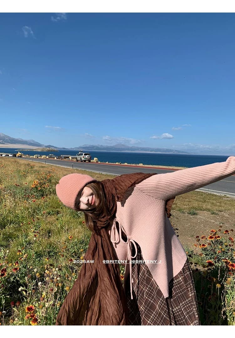 한 부서 부드러운 달콤함 착용 가져 가라. 작은 키 빨간색 오픈 가디건 숄 스웨터 여자 학생 이른 가을 외부 가져 가라. 스트랩 맨위 상세 이미지 27