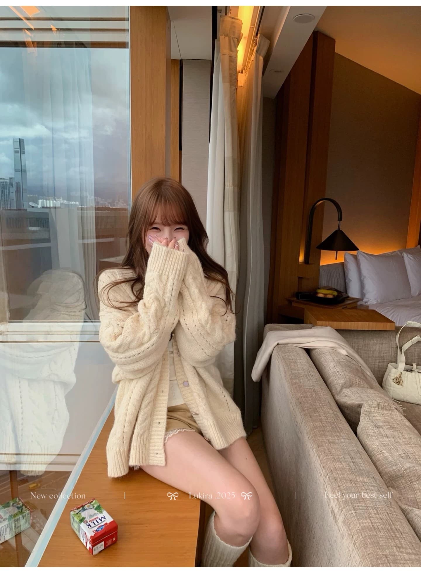 핑크색 꽈배기 니트 오픈 가디건 스웨터 여성 코트 가을 겨울 루즈핏 느긋한 맨위 상세 이미지 33