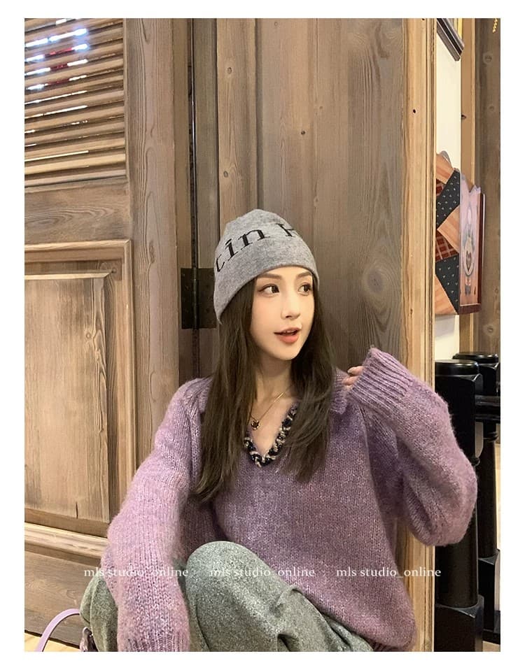 빛 요리 한 바람 품격 짜임 스팽글 폴로 칼라 스웨터 여자 가을 겨울 작은 대중 빛 럭셔리 부드러운 찹쌀 루즈핏 느긋한 니트 맨위 상세 이미지 13
