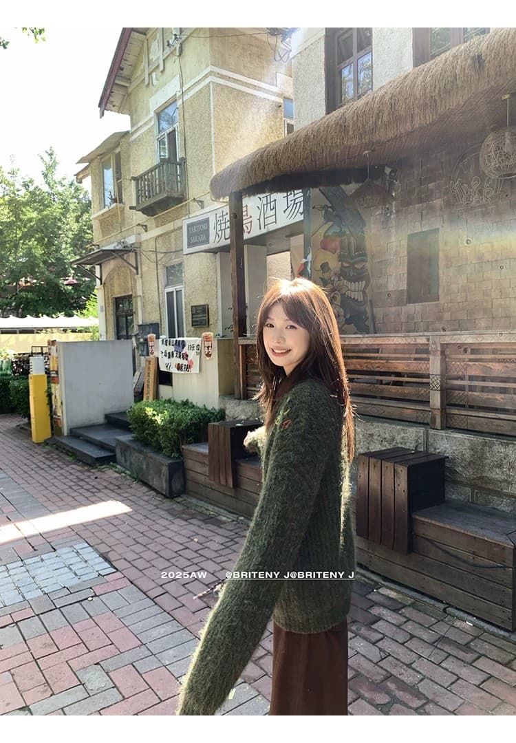 가을 겨울 새로운 반딧불 숲 높음 그램 무거운 플러시 센스 자수 스웨터 다용도 캐주얼 대 오픈 가디건 느긋한 니트 재킷 상세 이미지 40