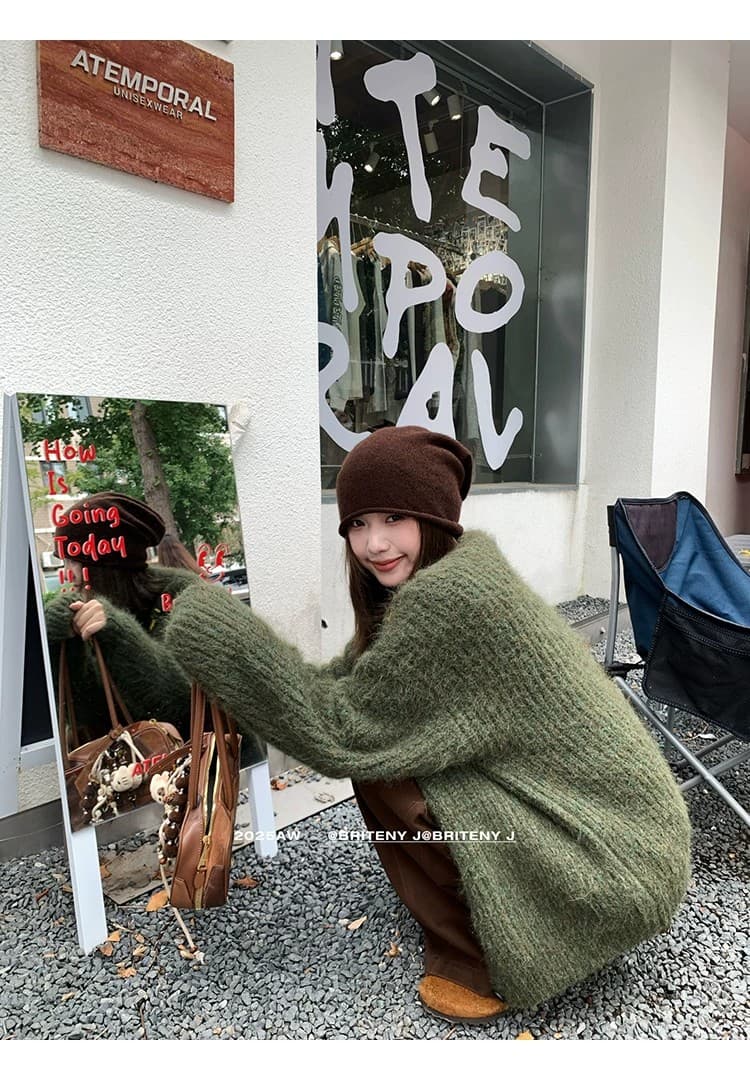 가을 겨울 새로운 반딧불 숲 높음 그램 무거운 플러시 센스 자수 스웨터 다용도 캐주얼 대 오픈 가디건 느긋한 니트 재킷 상세 이미지 47