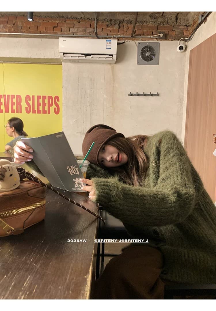 가을 겨울 새로운 반딧불 숲 높음 그램 무거운 플러시 센스 자수 스웨터 다용도 캐주얼 대 오픈 가디건 느긋한 니트 재킷 상세 이미지 48
