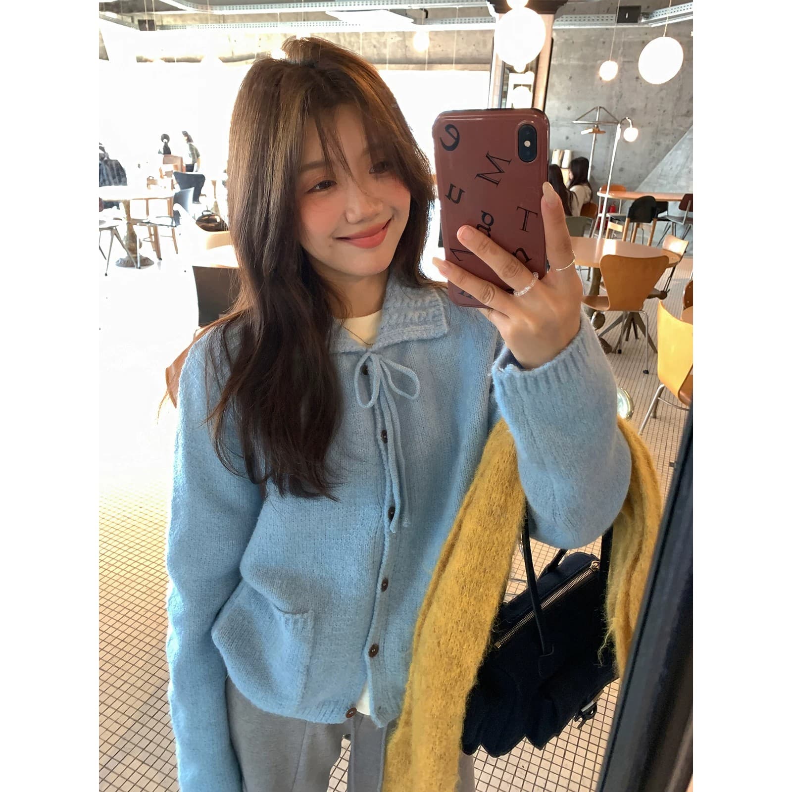 이른 가을 루즈핏 느긋한 부드러운 찹쌀 프로 피부 POLO 칼라 만나는 스웨터 여자 재킷 보온 긴팔 니트 오픈 가디건 맨위