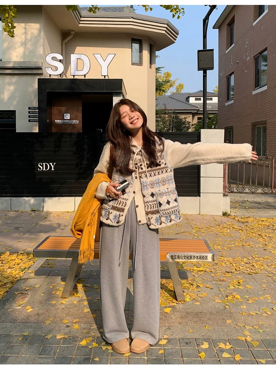 이른 가을 루즈핏 느긋한 부드러운 찹쌀 프로 피부 POLO 칼라 만나는 스웨터 여자 재킷 보온 긴팔 니트 오픈 가디건 맨위 상세 이미지 10