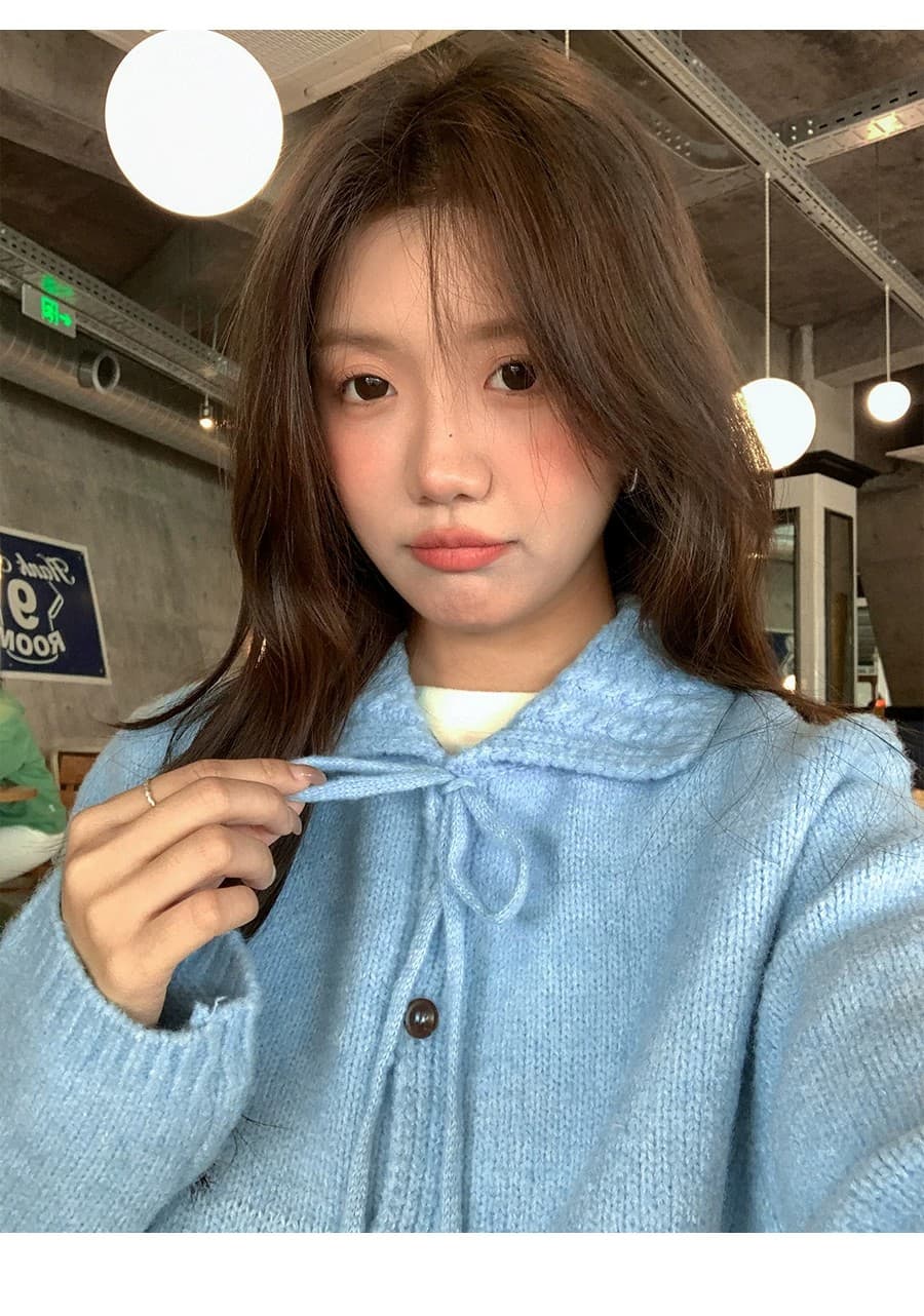 이른 가을 루즈핏 느긋한 부드러운 찹쌀 프로 피부 POLO 칼라 만나는 스웨터 여자 재킷 보온 긴팔 니트 오픈 가디건 맨위 상세 이미지 13
