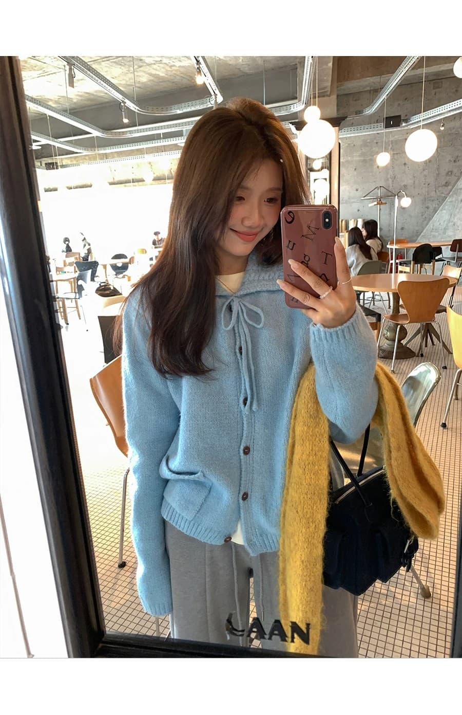 이른 가을 루즈핏 느긋한 부드러운 찹쌀 프로 피부 POLO 칼라 만나는 스웨터 여자 재킷 보온 긴팔 니트 오픈 가디건 맨위 상세 이미지 26