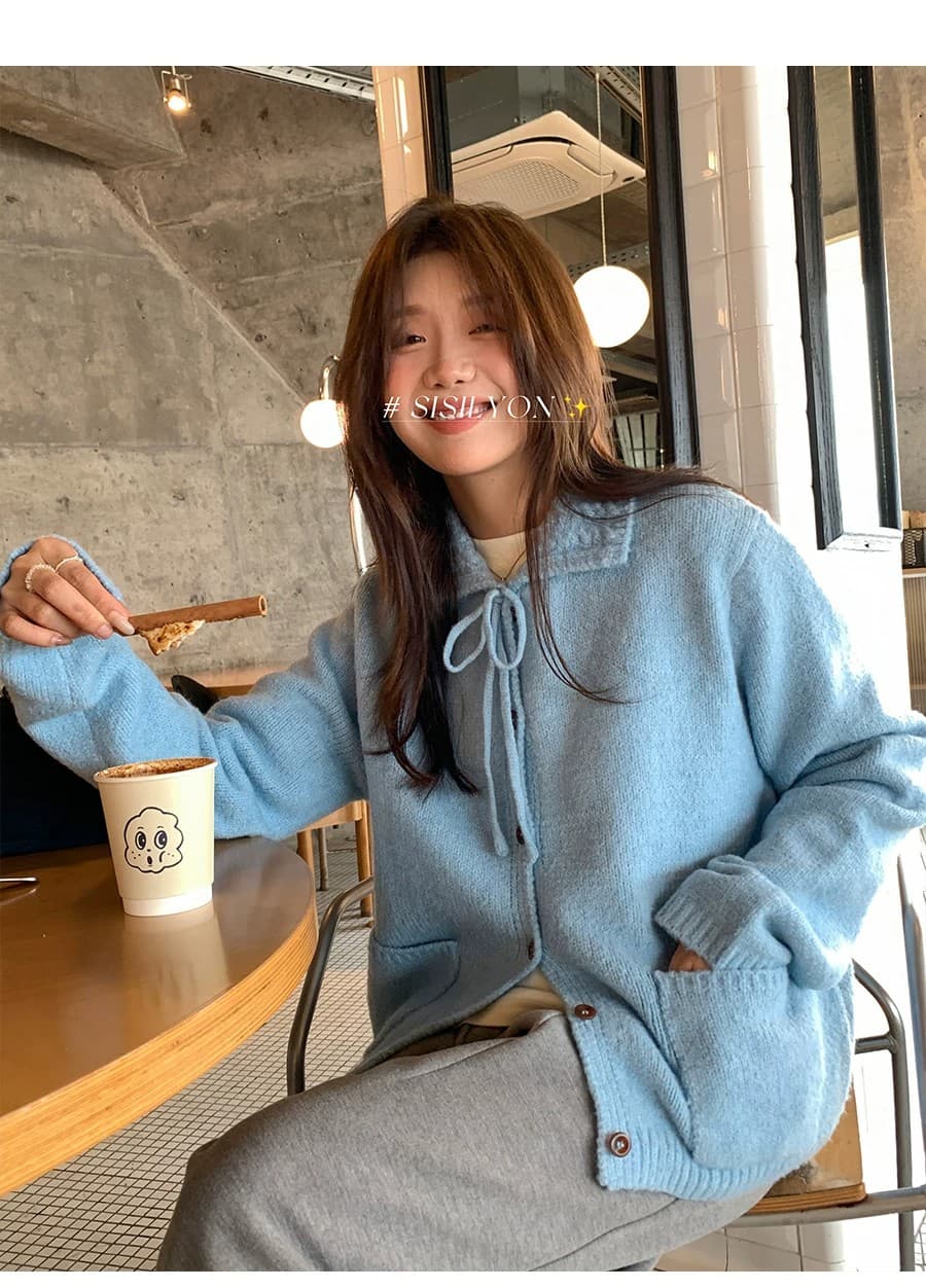 이른 가을 루즈핏 느긋한 부드러운 찹쌀 프로 피부 POLO 칼라 만나는 스웨터 여자 재킷 보온 긴팔 니트 오픈 가디건 맨위 상세 이미지 27