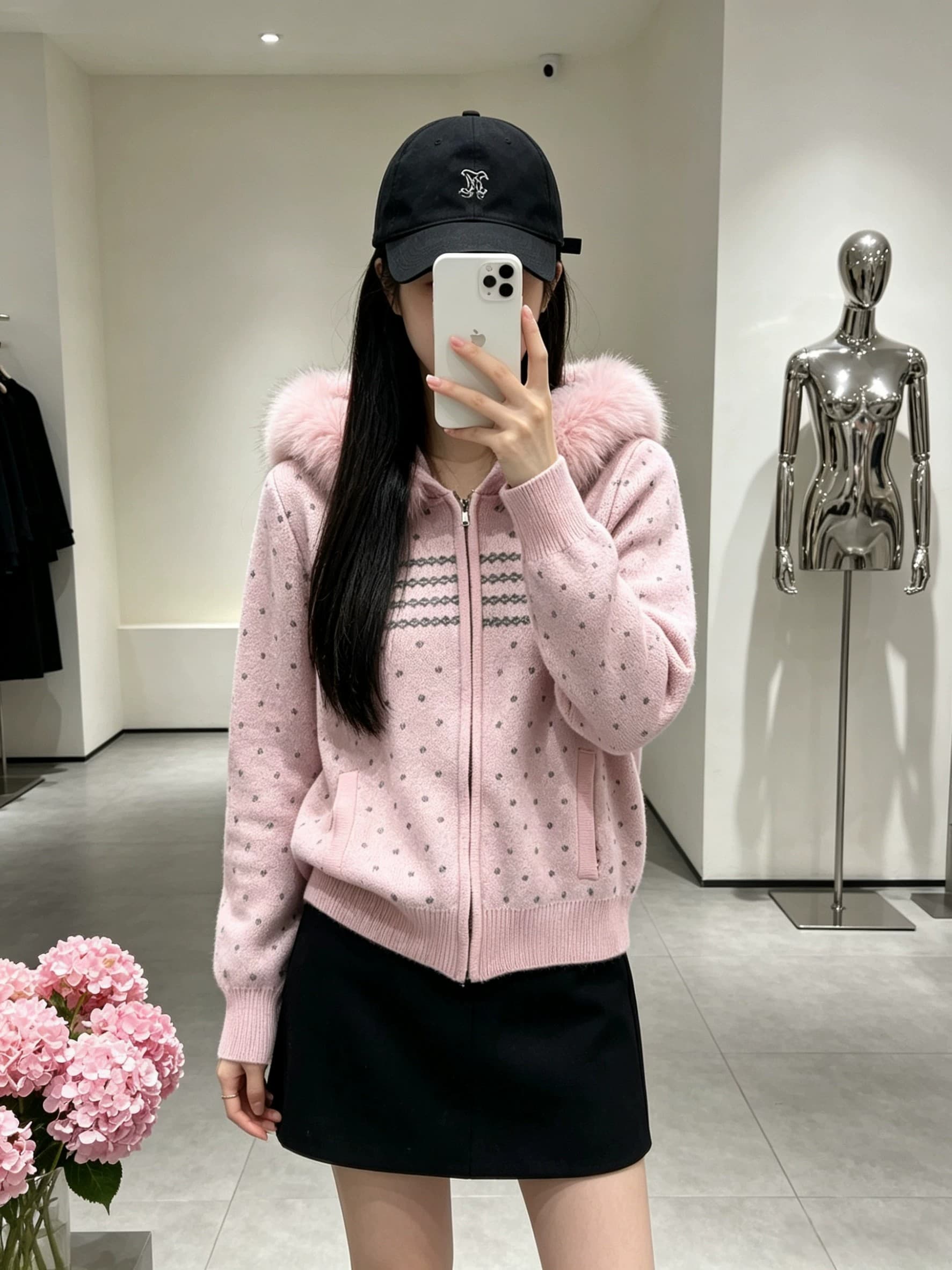 공정한 섬 후드 모피 칼라 지퍼 스웨터 여성 코트 가을 겨울 새로운 레트로 품격 두꺼운 쇼트 스타일 니트 오픈 가디건