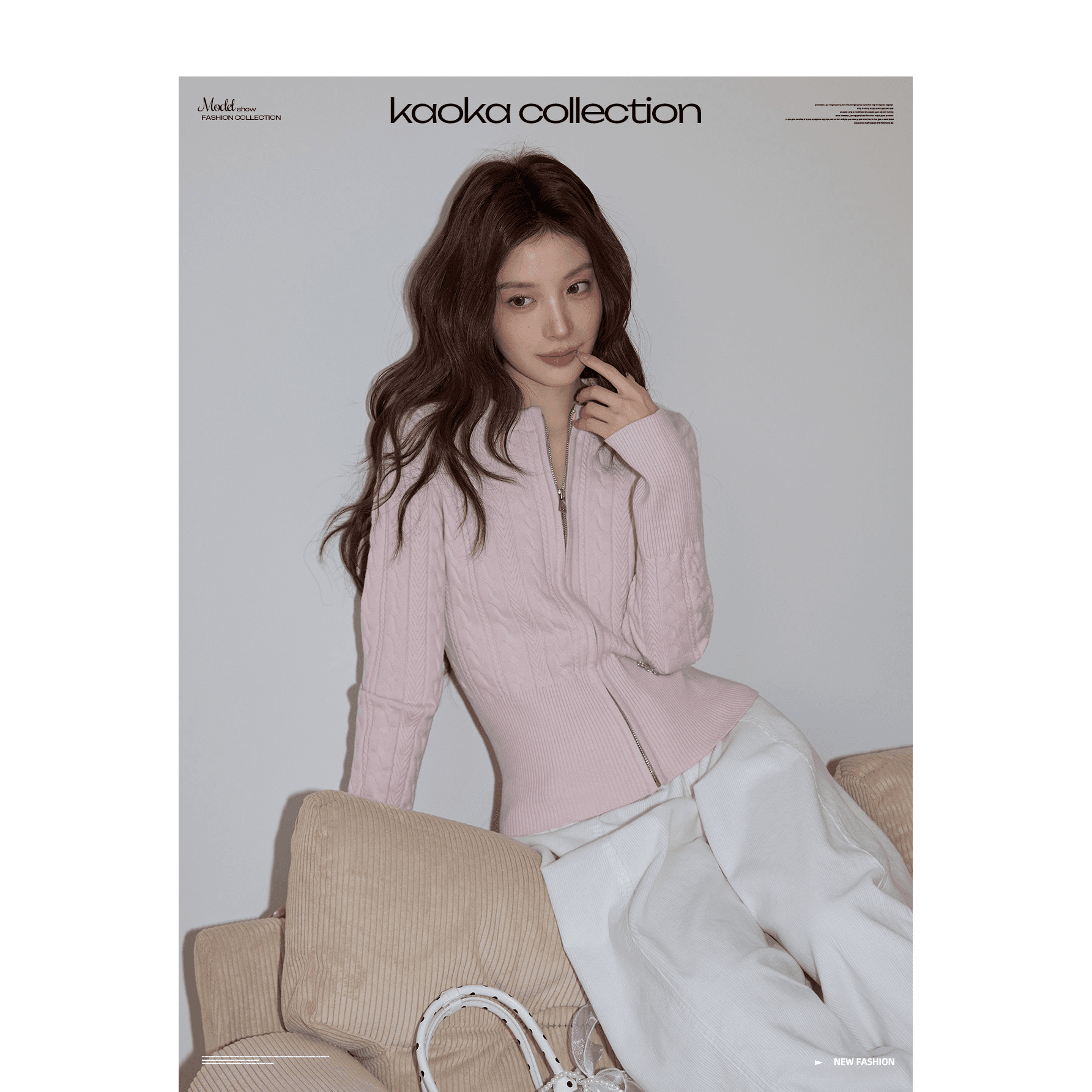 한 부서 핑크색 라운드 넥 꽈배기 니트 오픈 가디건 여성 여름 캐주얼 몸매 가꾸기 에어컨 객실 지퍼 재킷 이미지 6