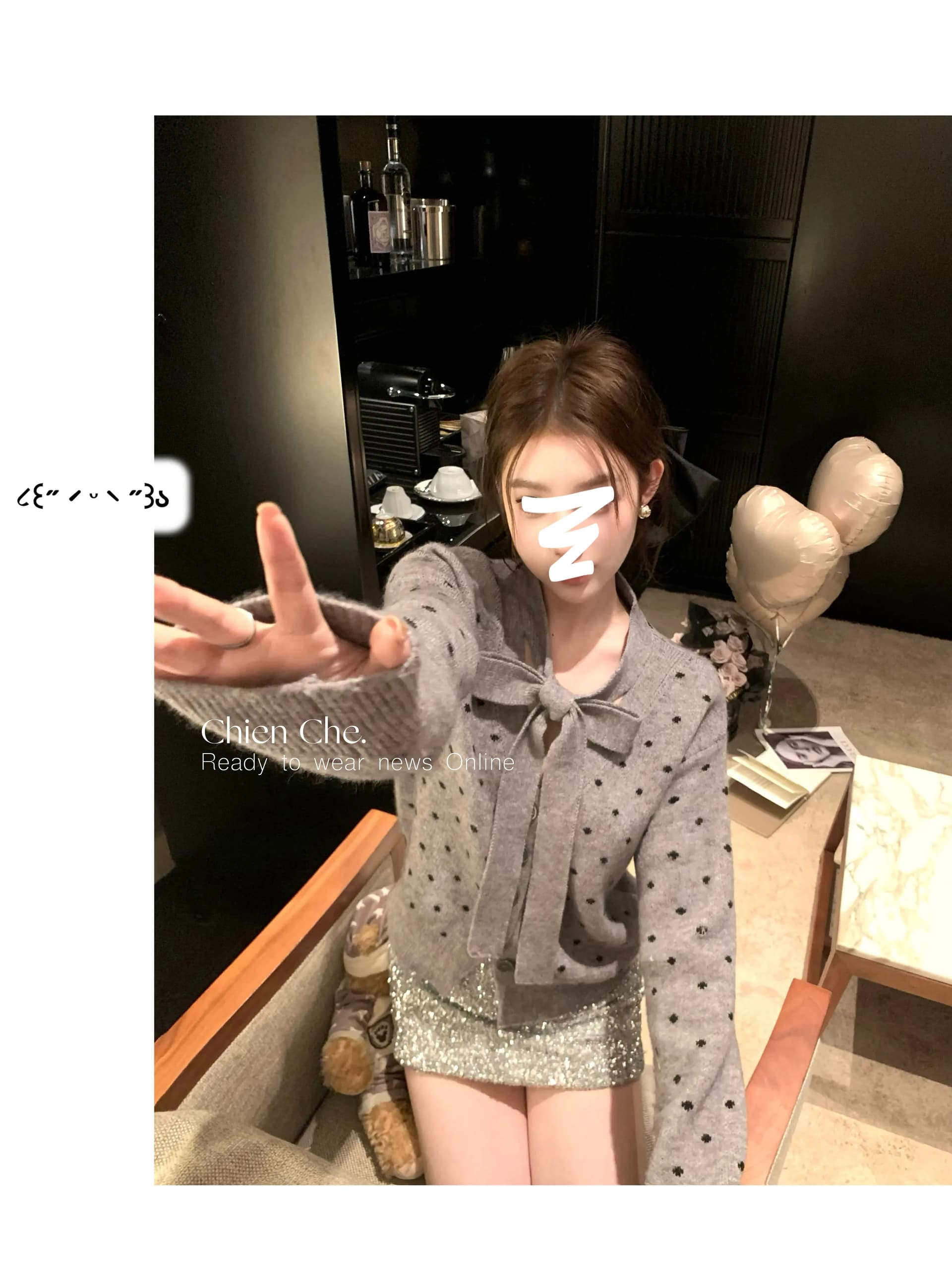 회색 도트 무늬 나비 넥타이 니트 오픈 가디건 여성 조기 봄 가을 새로운 디자인 센스 작은 대중 스웨터 코트 맨위 상세 이미지 12