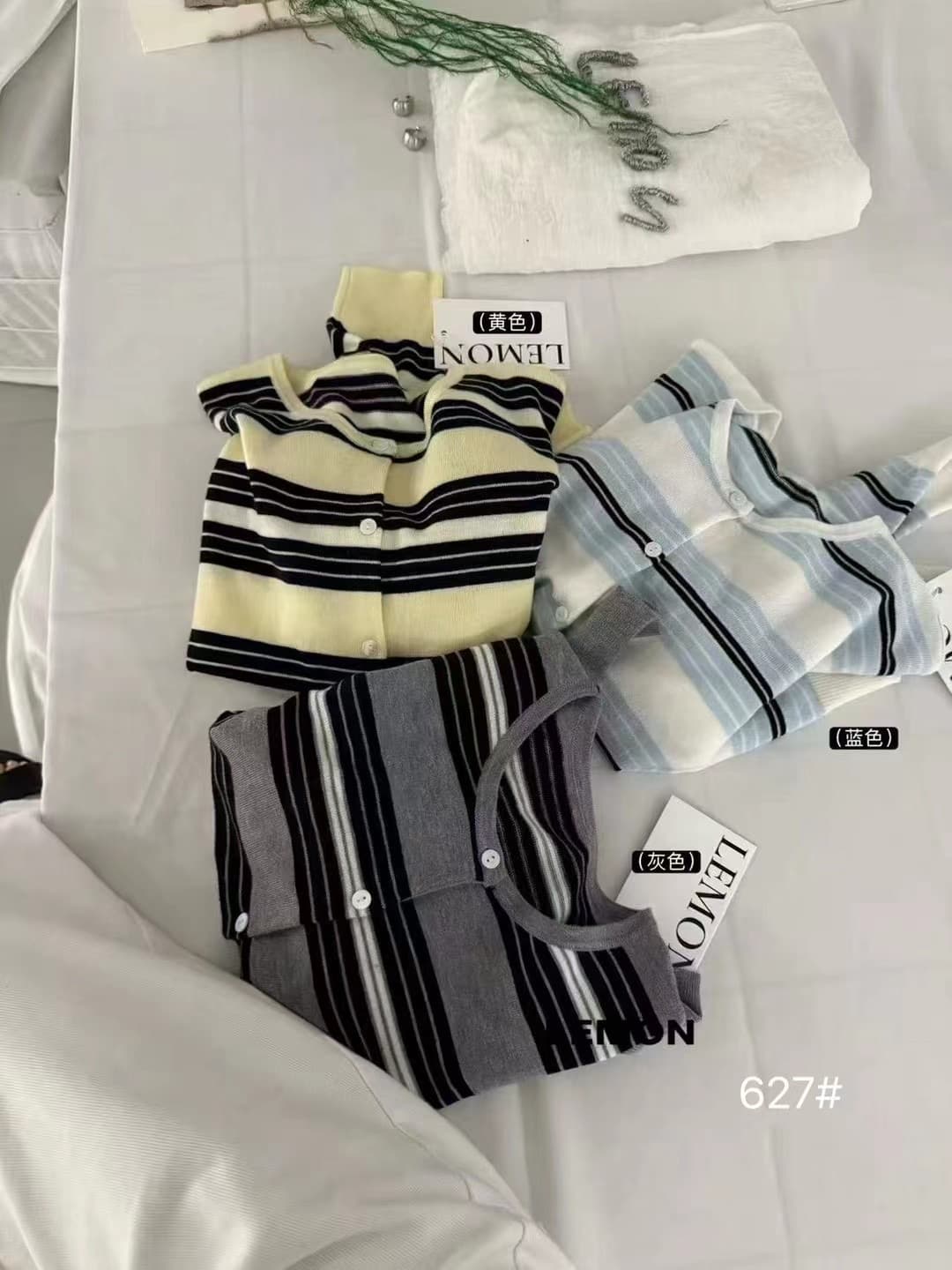 하늘색 라운드 넥 스트라이프 니트 얇은 스타일 긴팔 자외선 차단 블라우스 2026 여름 루즈핏 슬림해 보이는 Tulle 맨위 여성 상세 이미지 1
