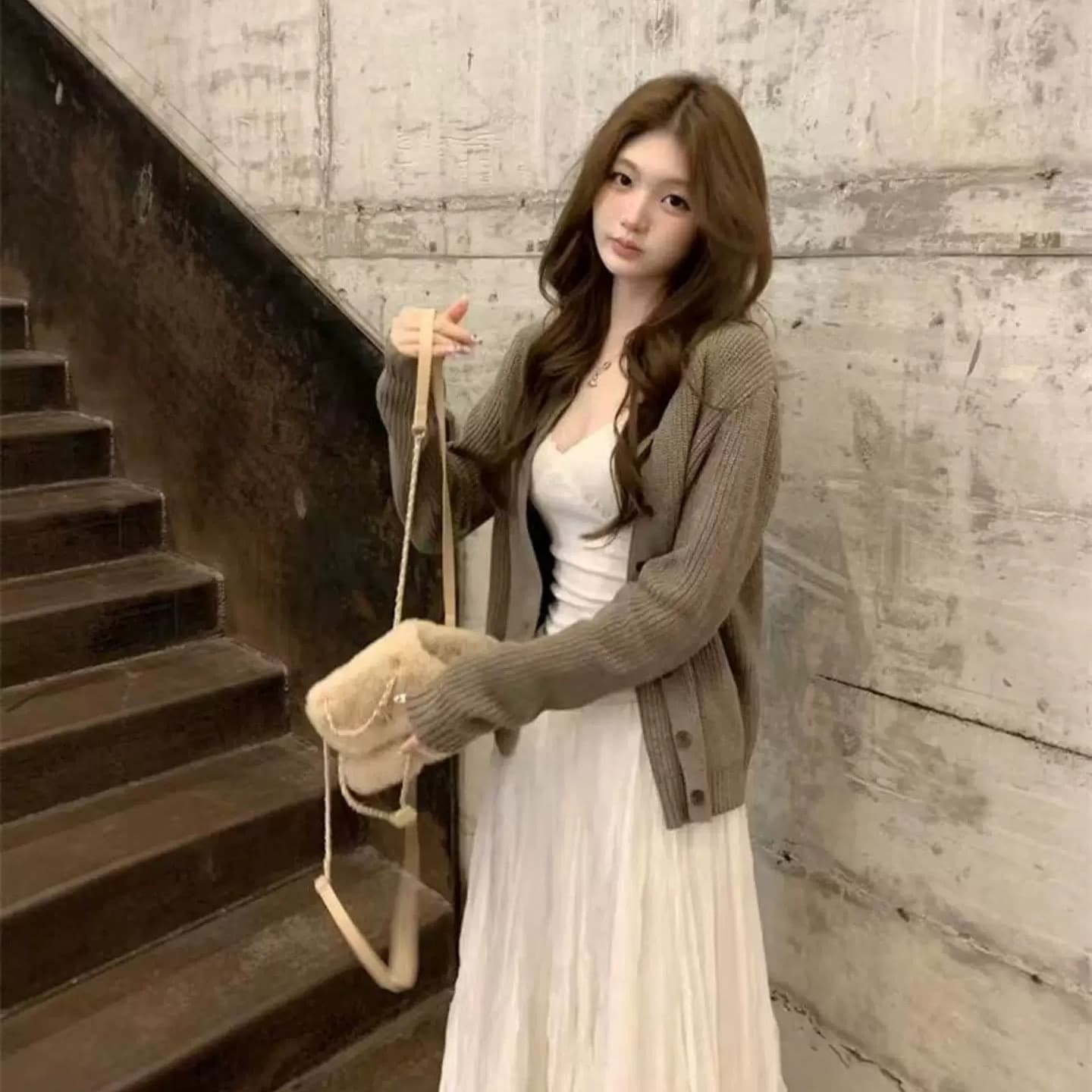 작은 대중 한 부서 품격 스트라이프 긴팔 라운드 넥 니트 스웨터 봄 가을 겨울 단추 디자인 오픈 가디건 맨위 여성 코트 이미지 2