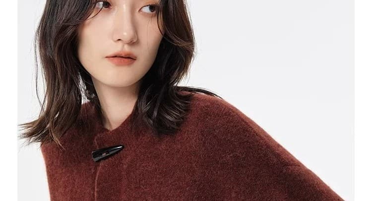 신년 앤 코라 빨간색 공정한 섬 자카드 소뿔 버클 스웨터 여성 코트 가을 겨울 니트 오픈 가디건 와인 레드 맨위 상세 이미지 22