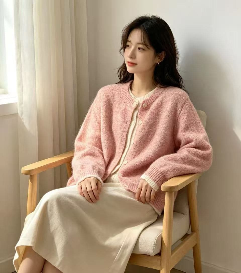 부드러운 바람 부드러운 찹쌀 페이크 레이어드 스웨터 여성 코트 가을 겨울 2025 새로운 두꺼운 루즈핏 디스플레이 화이트 니트 스웨터 맨위 상세 이미지 3
